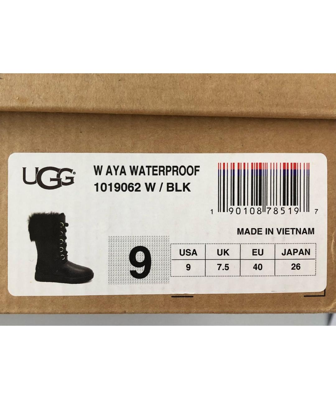 UGG AUSTRALIA Черные кожаные сапоги, фото 8