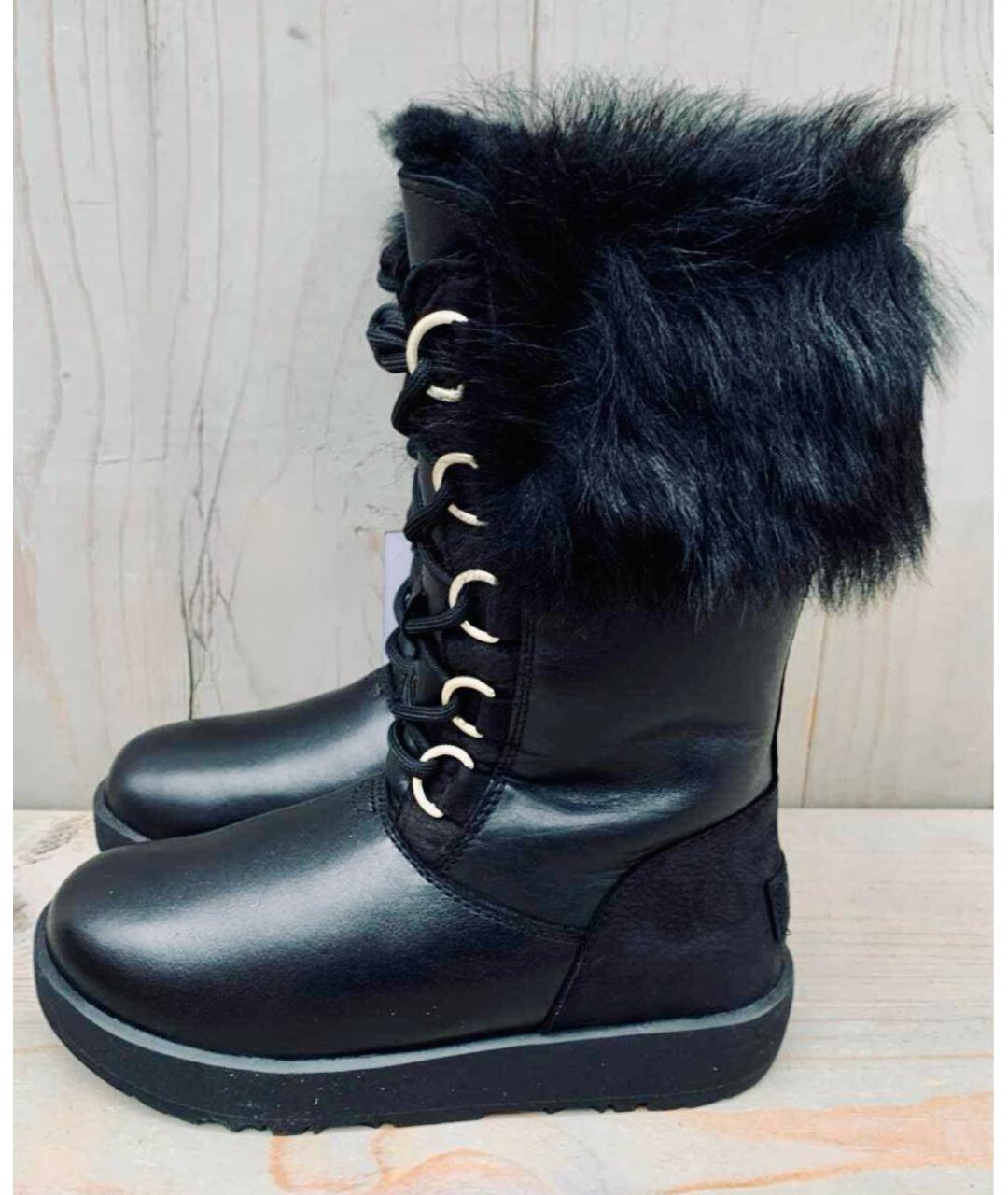 UGG AUSTRALIA Черные кожаные сапоги, фото 9