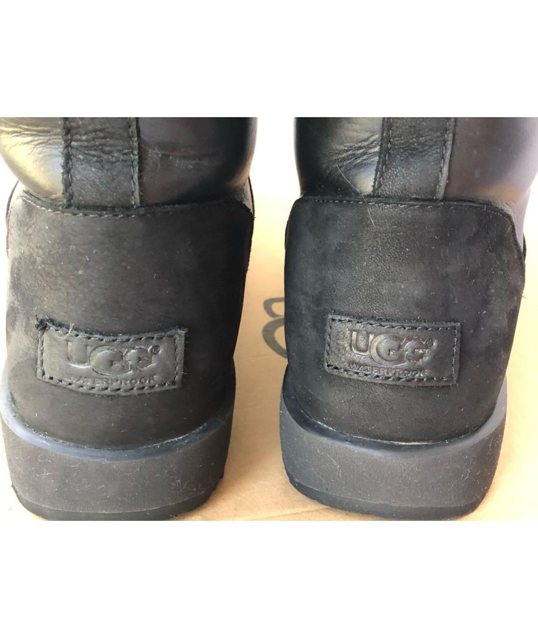UGG AUSTRALIA Черные кожаные сапоги, фото 4