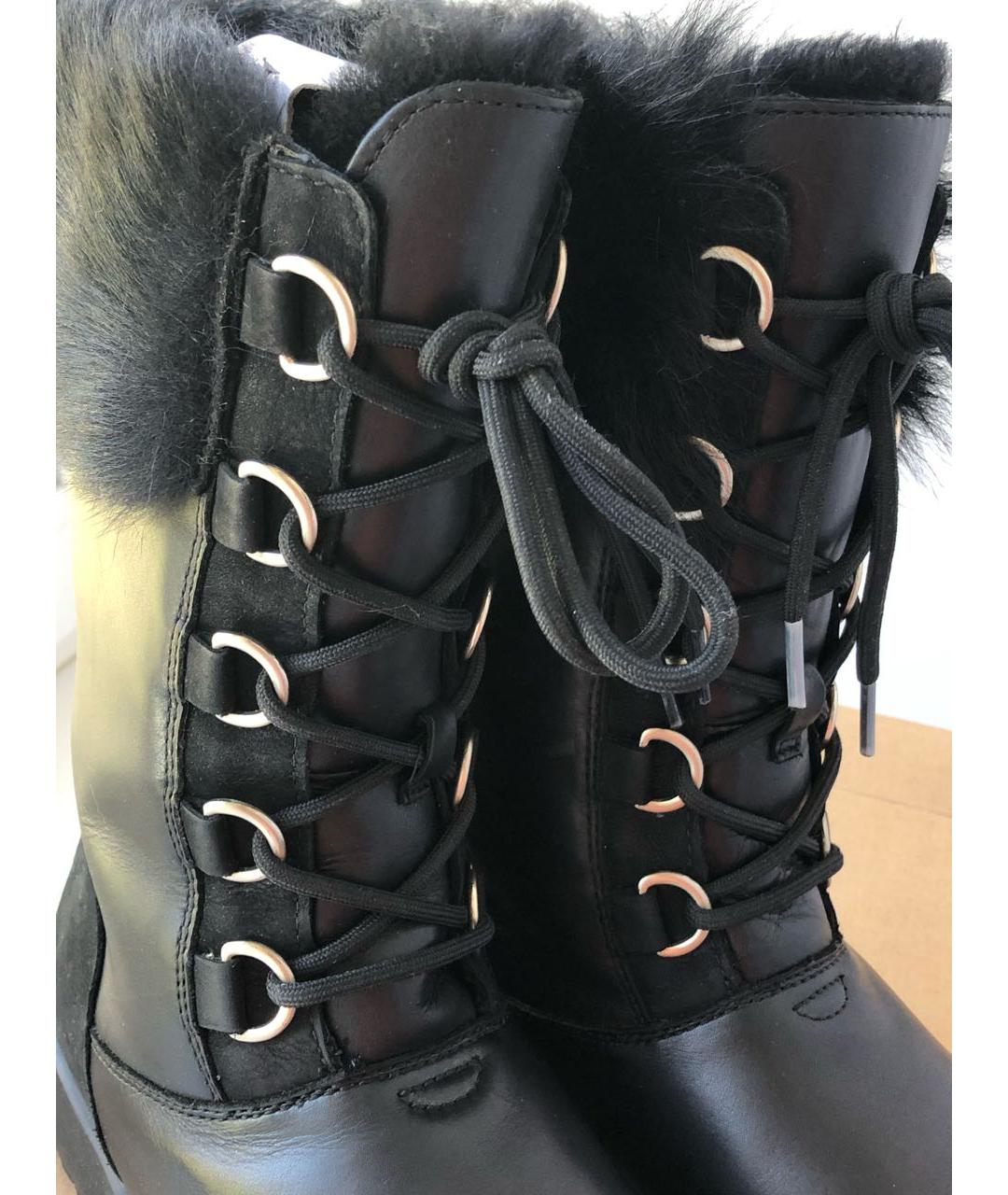 UGG AUSTRALIA Черные кожаные сапоги, фото 5