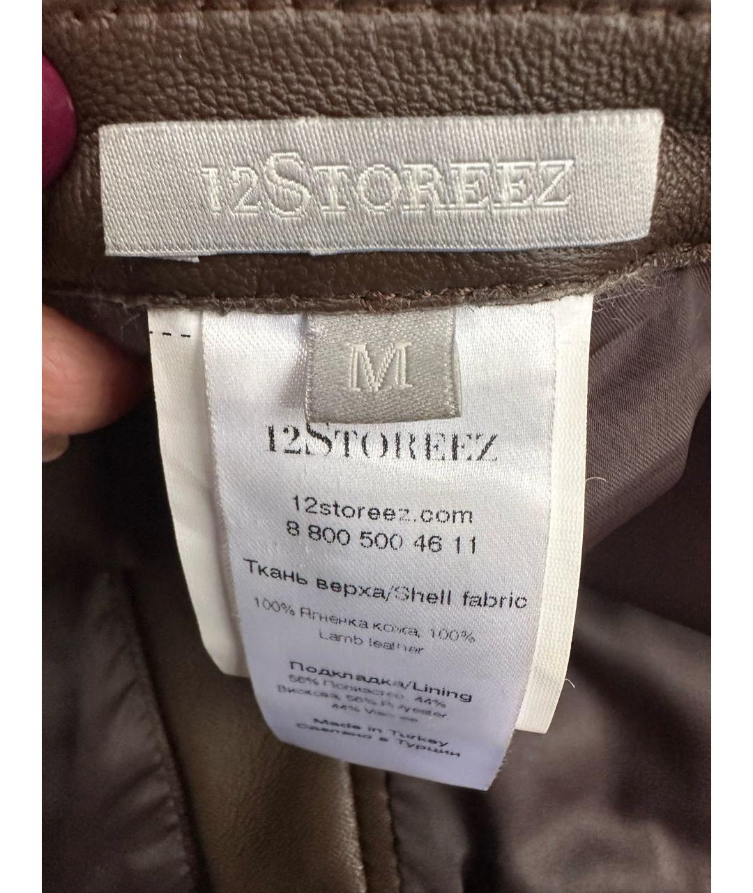 12 STOREEZ Коричневые кожаные брюки широкие, фото 2