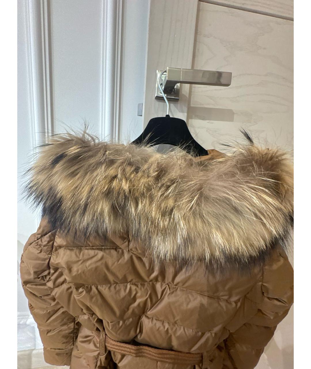 MONCLER Горчичный полиэстеровый пуховик, фото 3