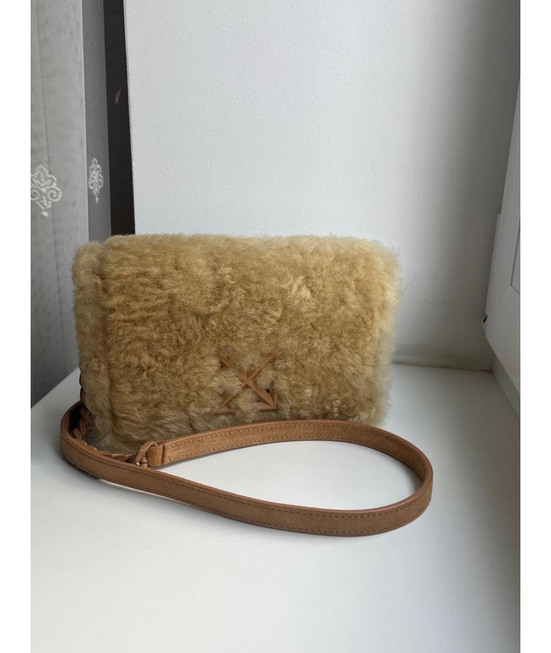 OFF-WHITE Бежевая меховая сумка через плечо, фото 2