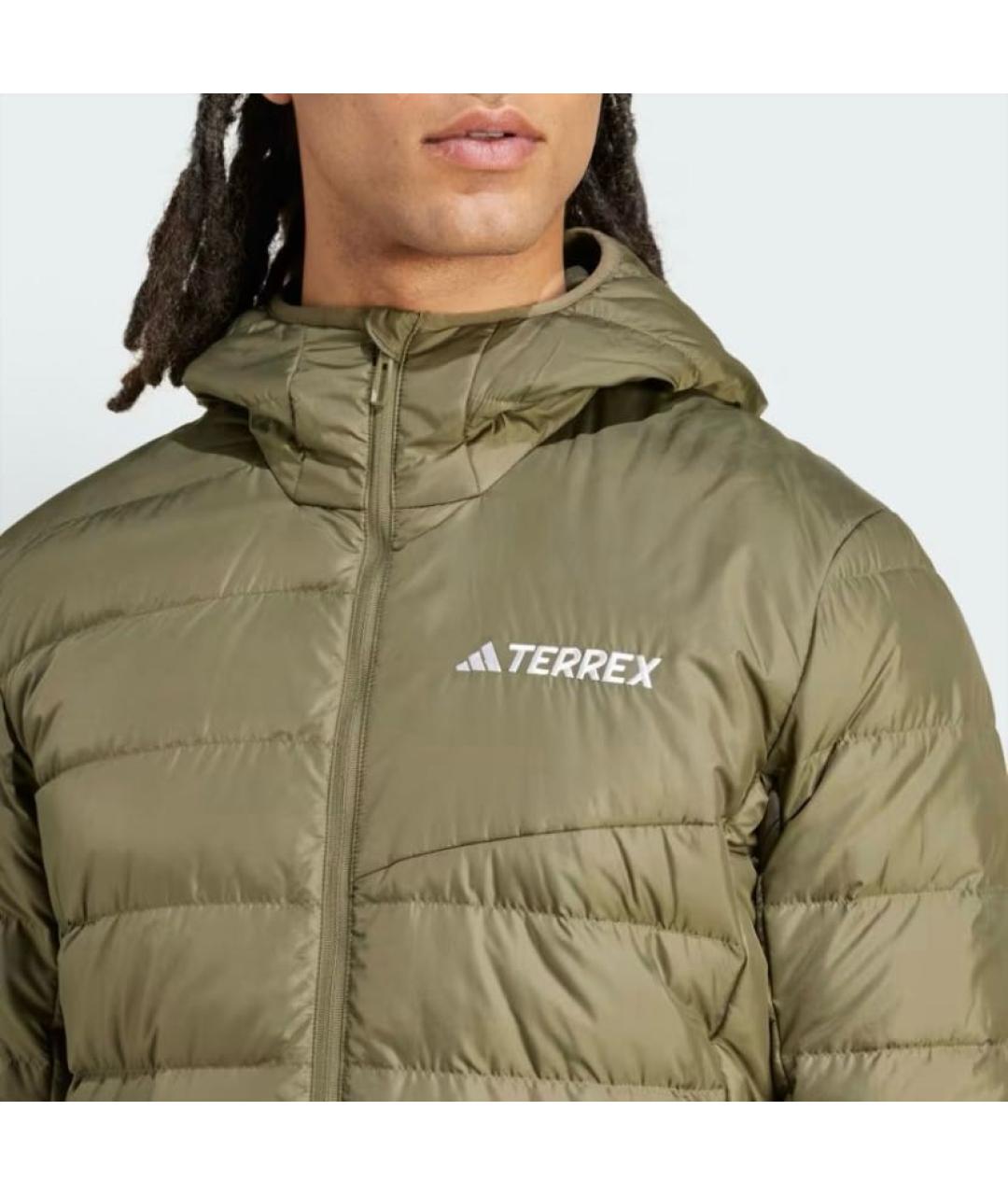 ADIDAS Хаки полиэстеровый пуховик, фото 4