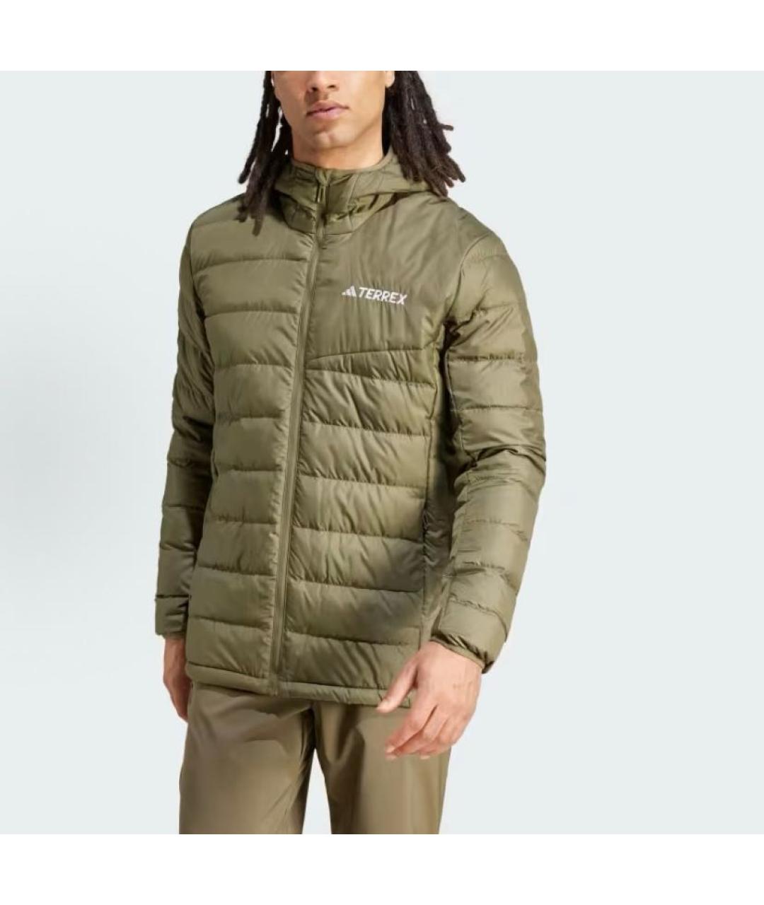 ADIDAS Хаки полиэстеровый пуховик, фото 2