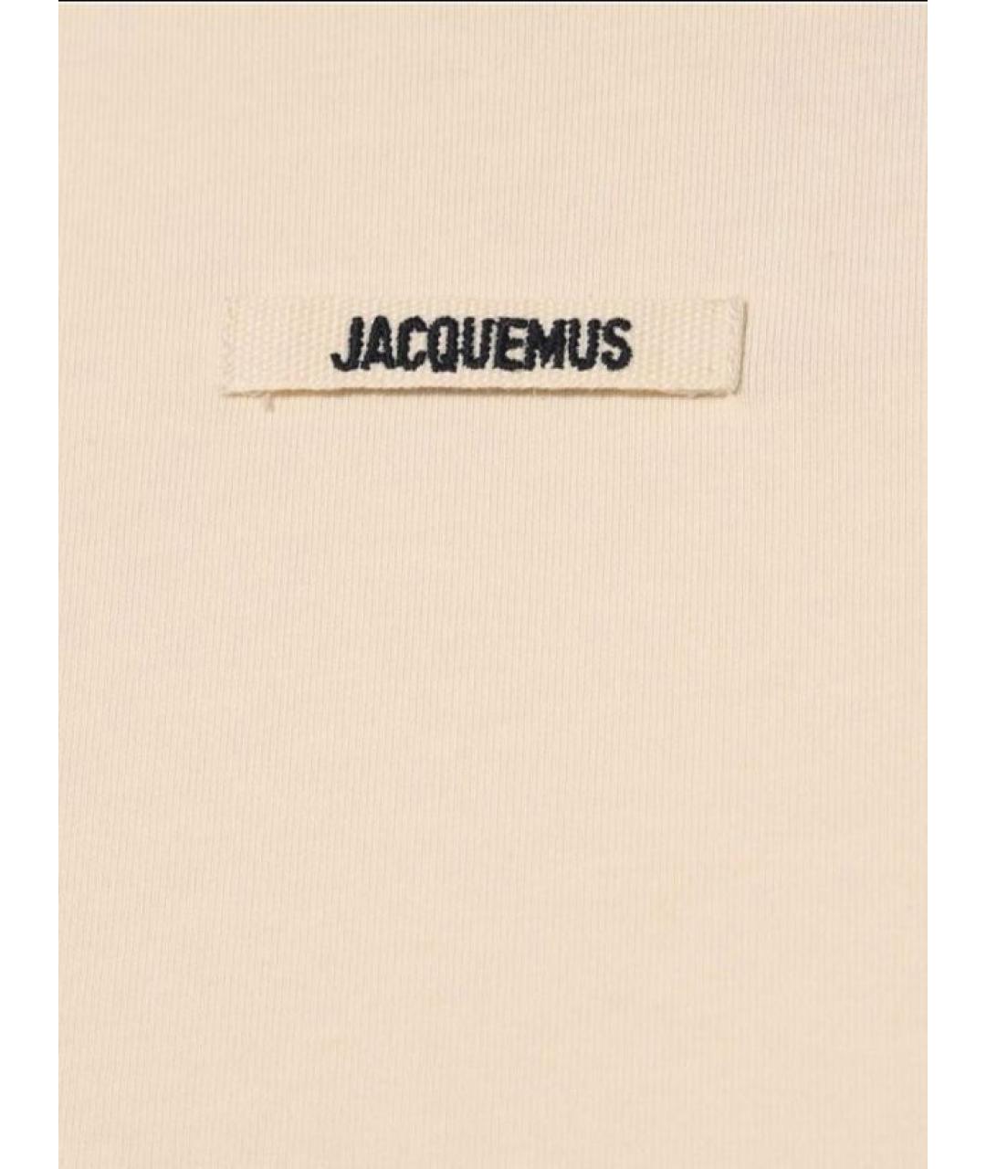 JACQUEMUS Бежевая хлопковая футболка, фото 4