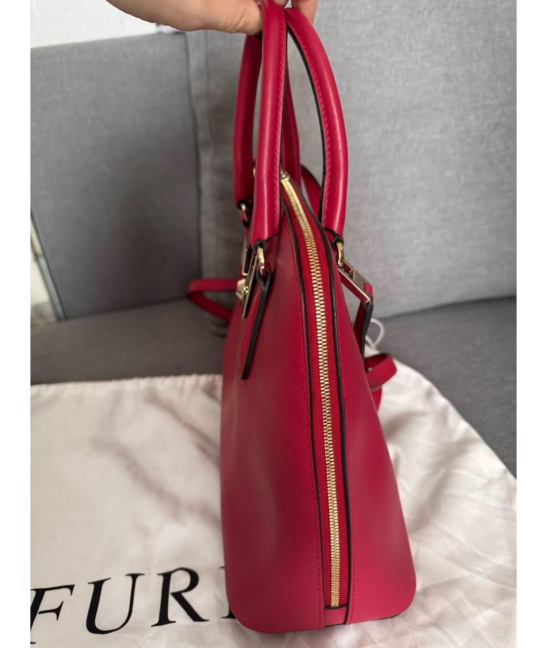 FURLA Красная кожаная сумка с короткими ручками, фото 6