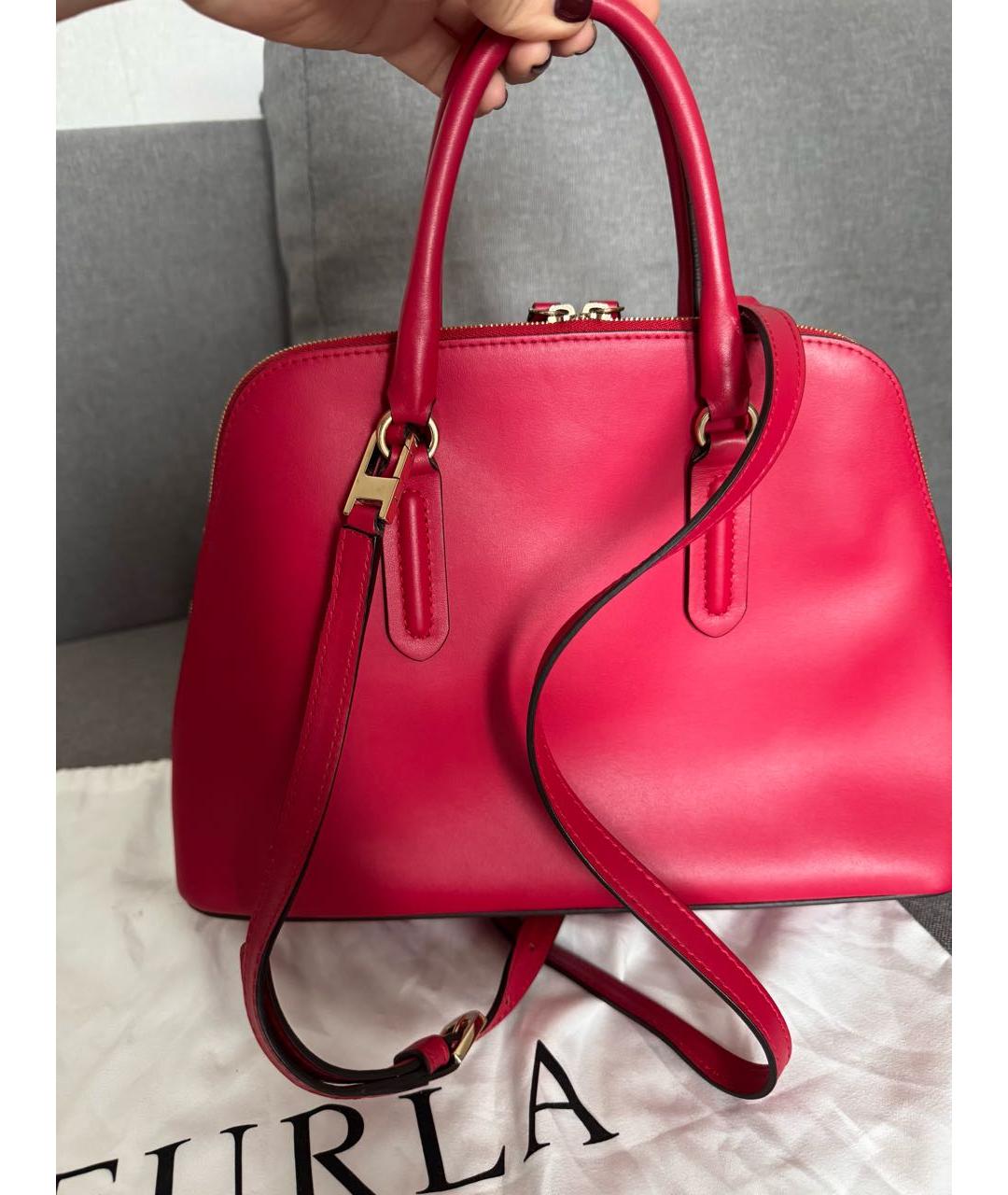 FURLA Красная кожаная сумка с короткими ручками, фото 4