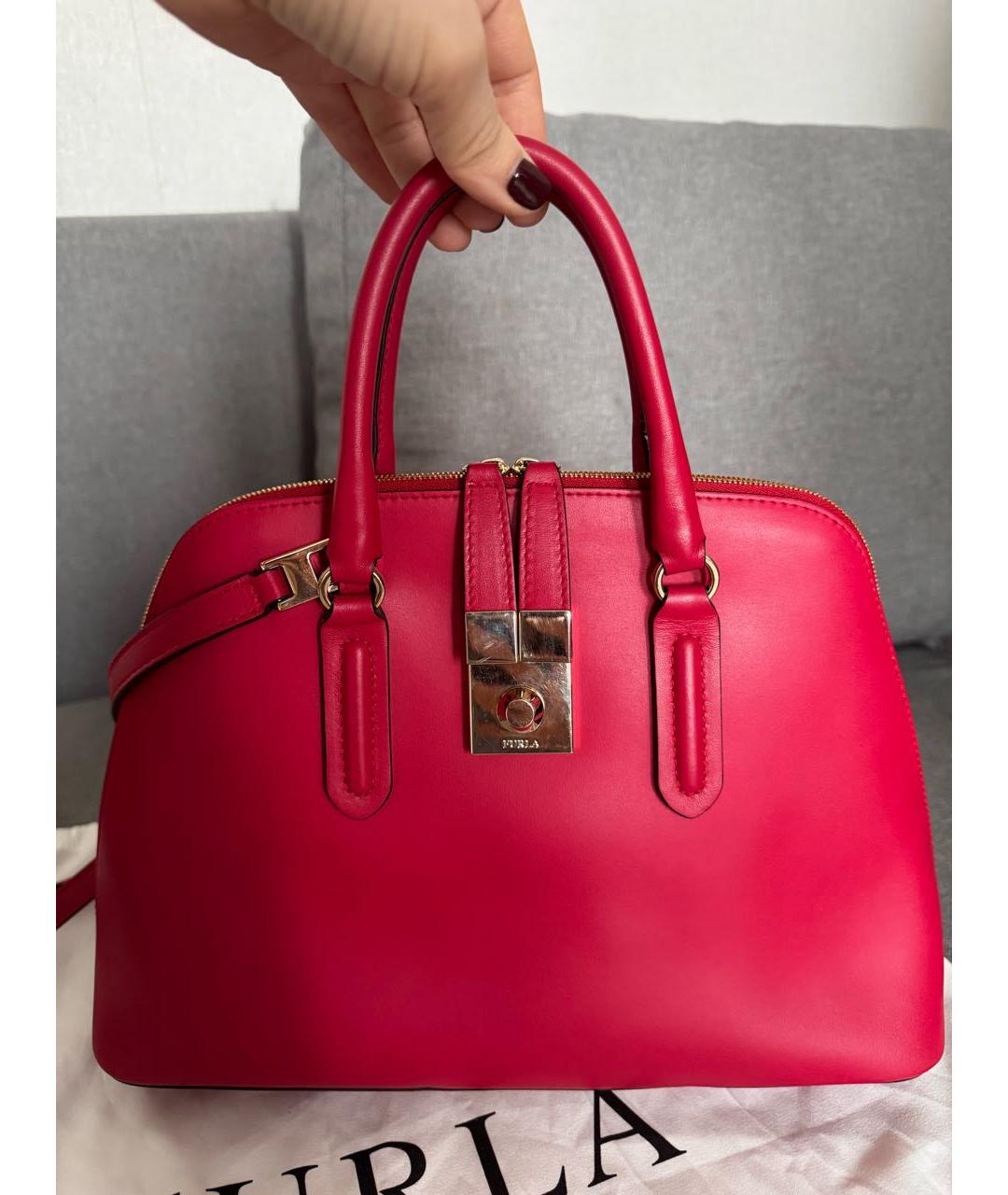 FURLA Красная кожаная сумка с короткими ручками, фото 8