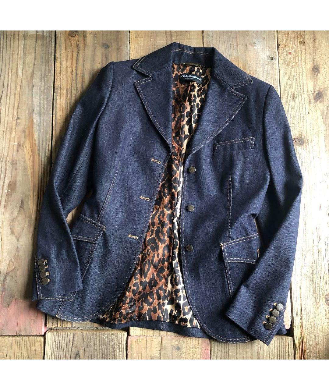 DOLCE&GABBANA Темно-синий хлопковый жакет/пиджак, фото 4