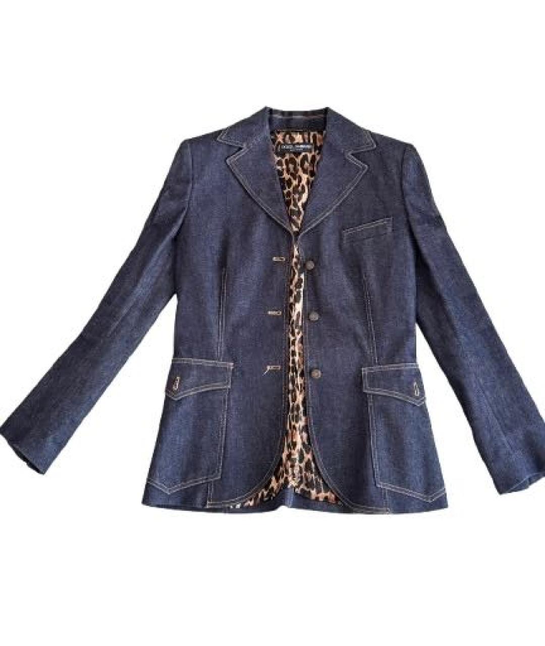 DOLCE&GABBANA Темно-синий хлопковый жакет/пиджак, фото 2