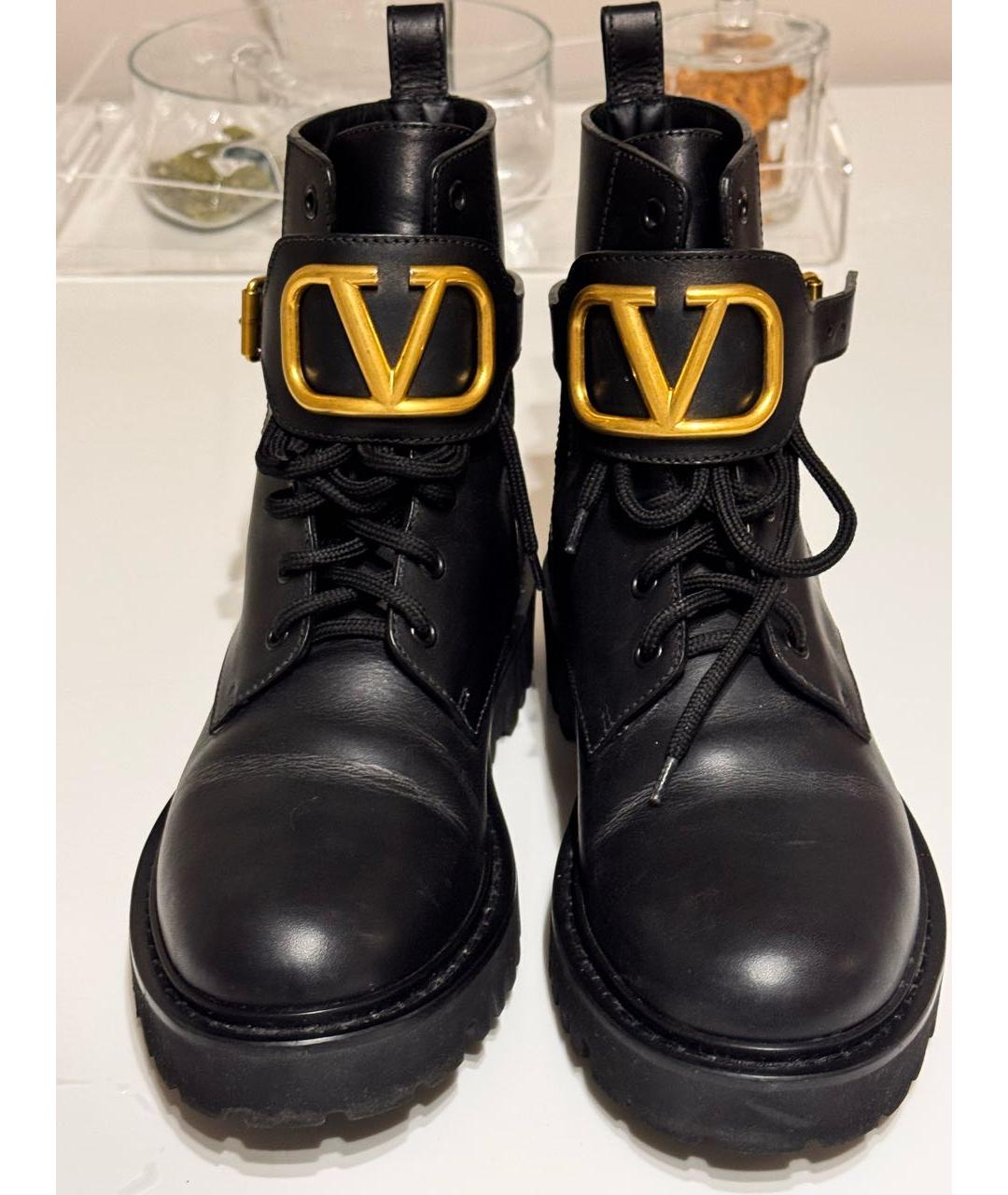 VALENTINO Черные кожаные ботинки, фото 2
