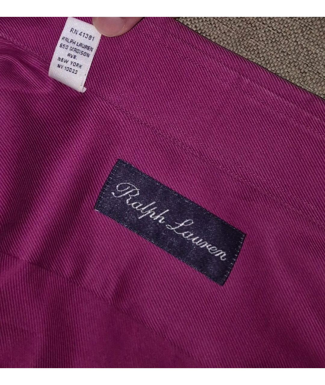 RALPH LAUREN PURPLE LABEL Фиолетовая хлопковая классическая рубашка, фото 6