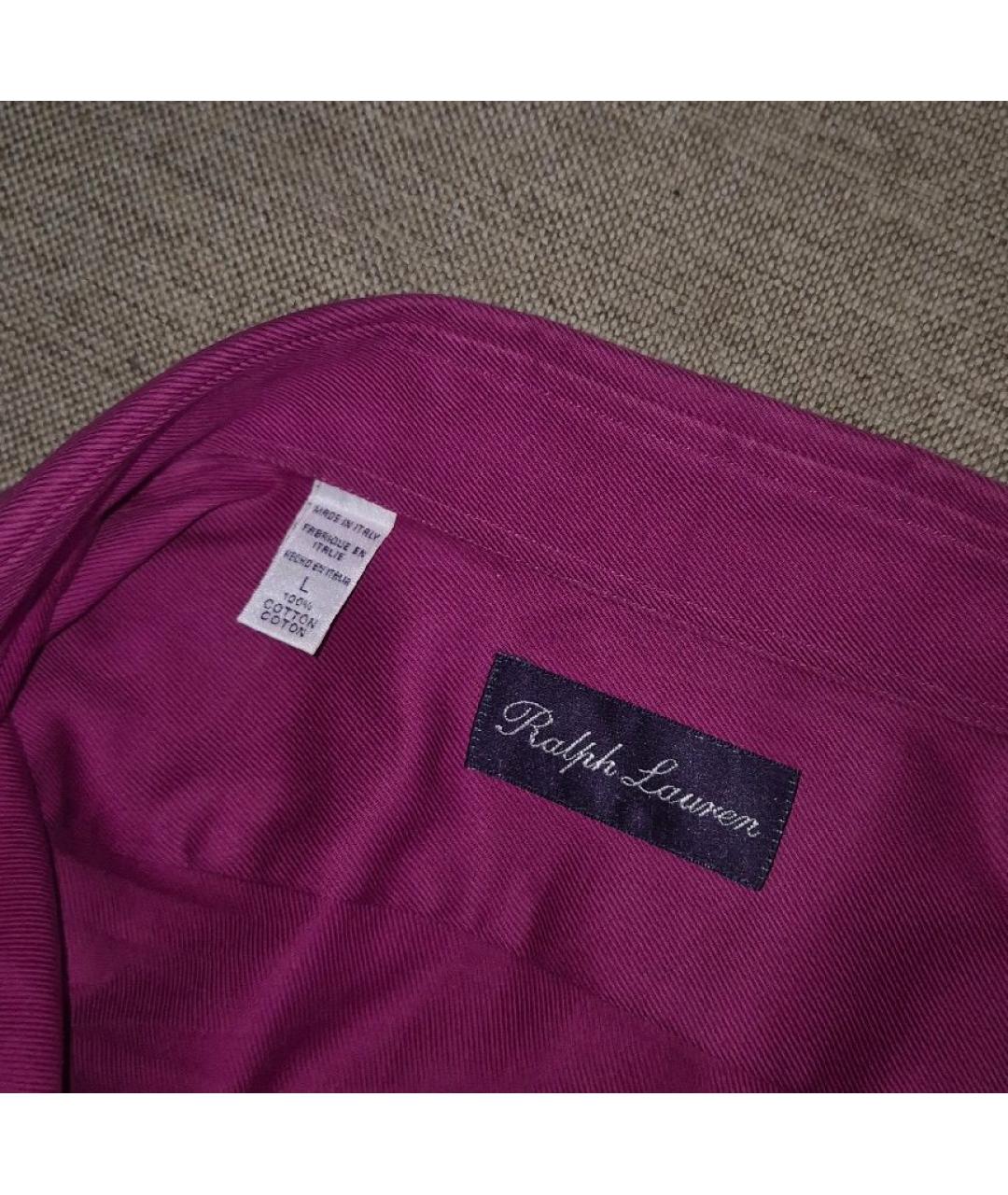 RALPH LAUREN PURPLE LABEL Фиолетовая хлопковая классическая рубашка, фото 5