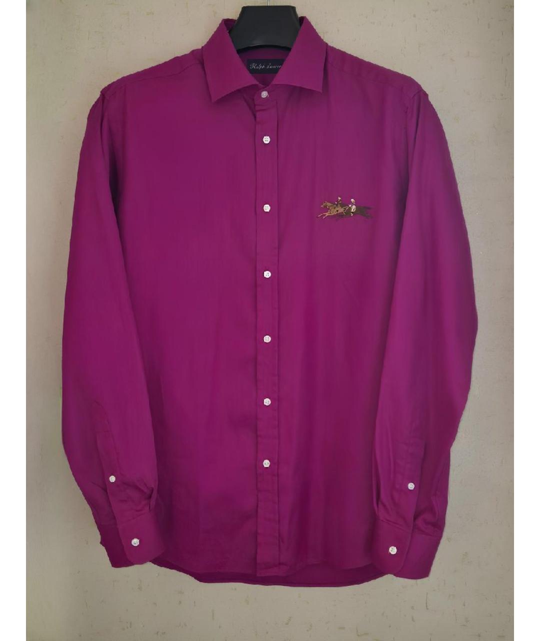 RALPH LAUREN PURPLE LABEL Фиолетовая хлопковая классическая рубашка, фото 9