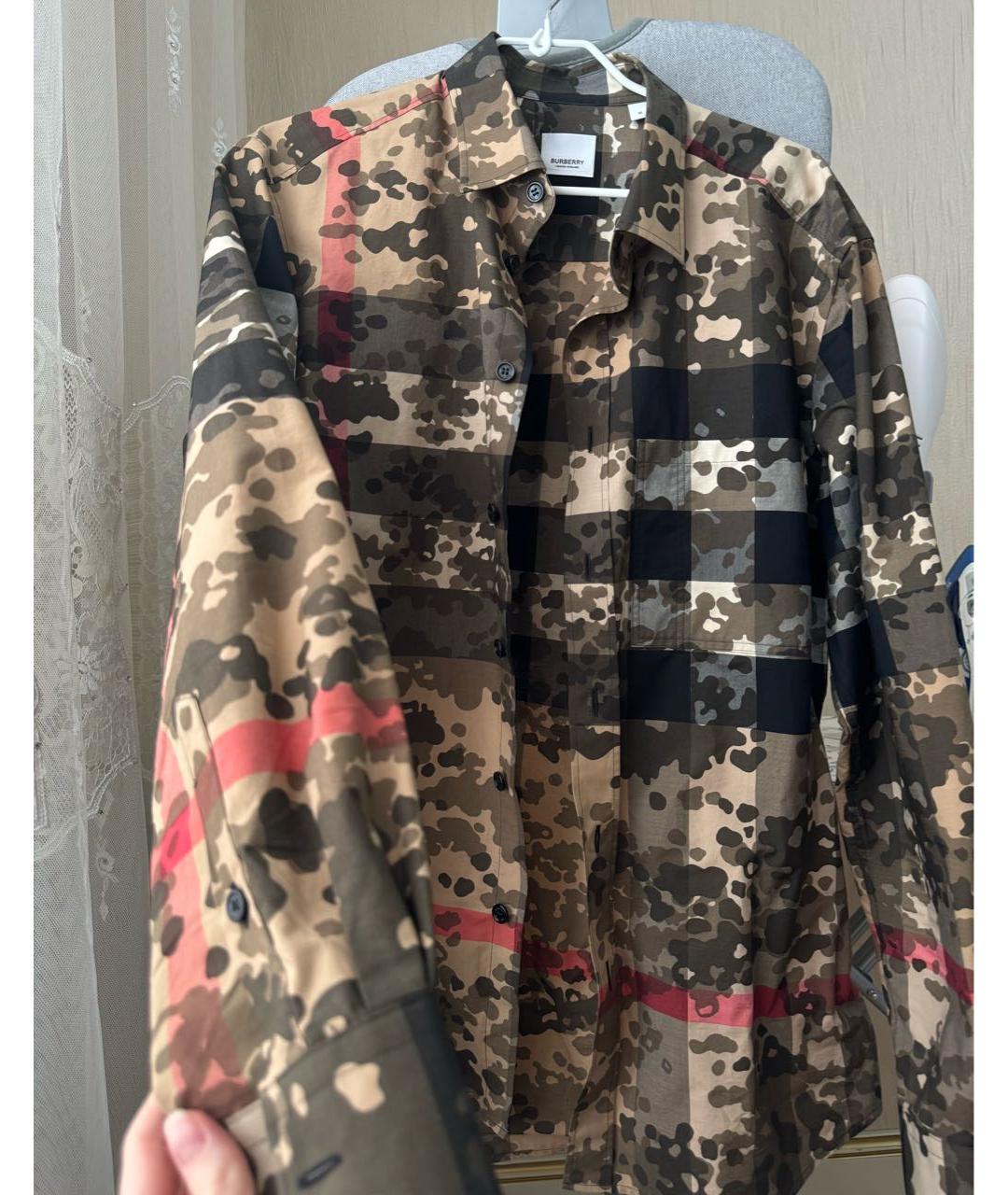 BURBERRY Хаки хлопковая кэжуал рубашка, фото 4
