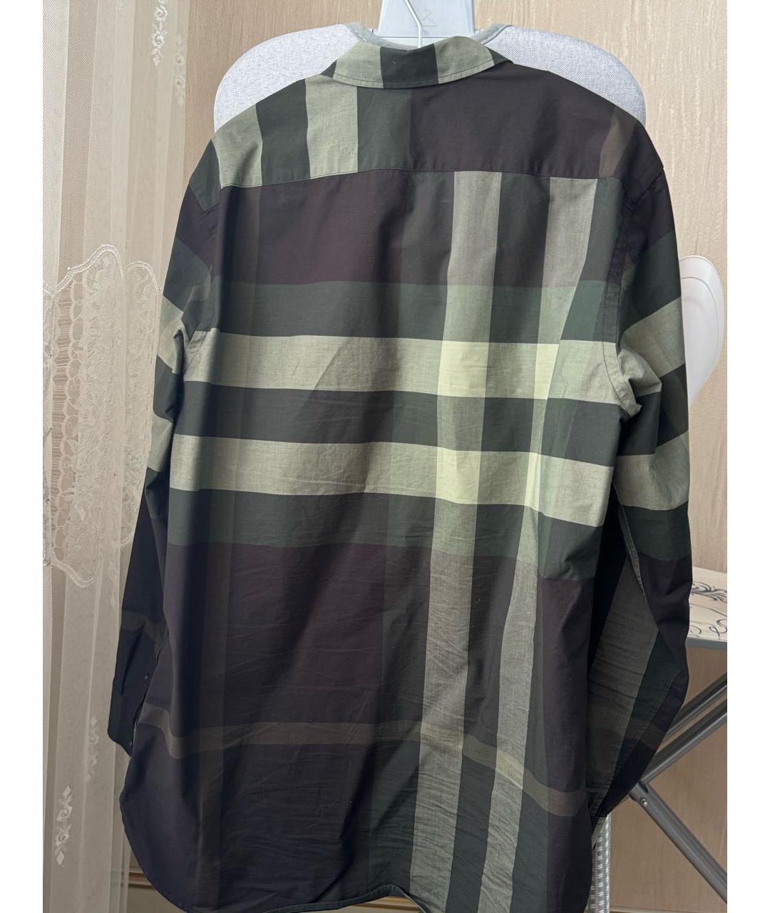 BURBERRY Хаки хлопковая кэжуал рубашка, фото 2