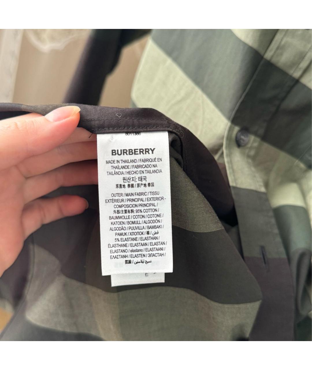 BURBERRY Хаки хлопковая кэжуал рубашка, фото 3