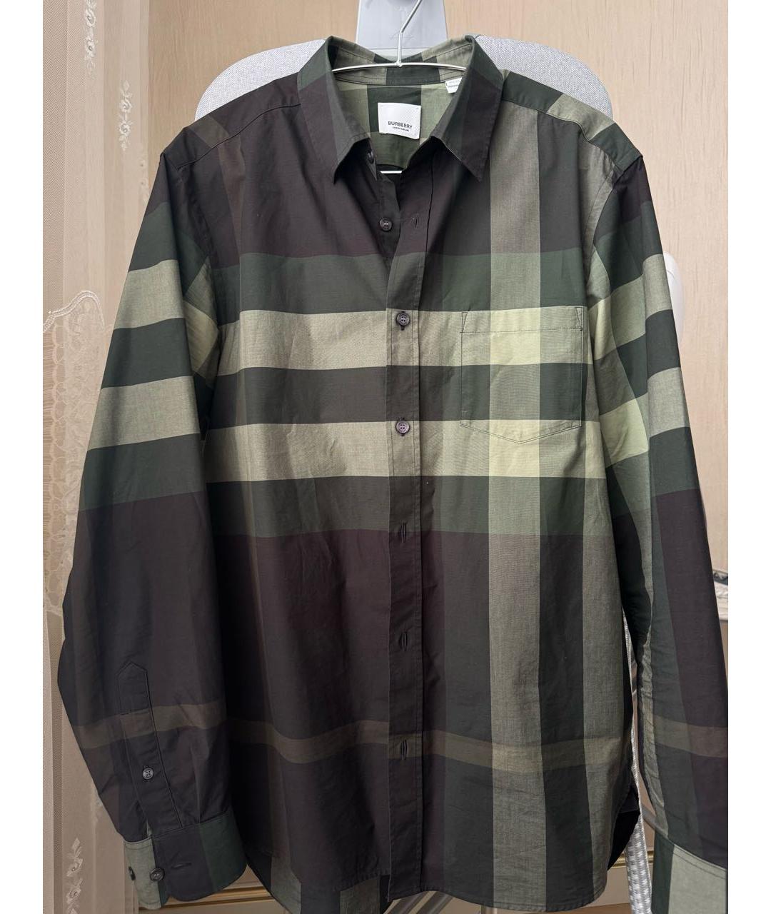 BURBERRY Хаки хлопковая кэжуал рубашка, фото 4
