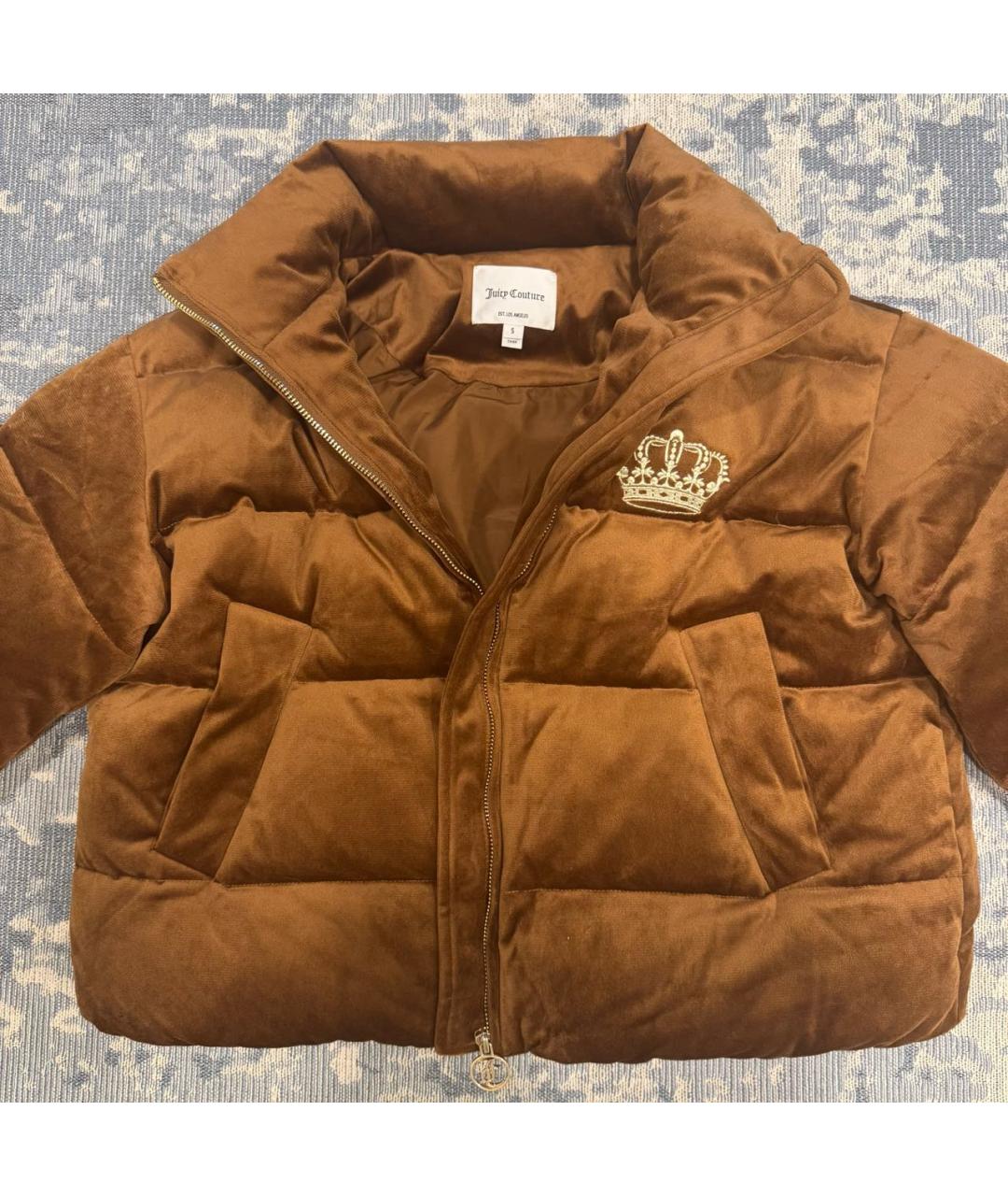 JUICY COUTURE Коричневый полиэстеровый пуховик, фото 5
