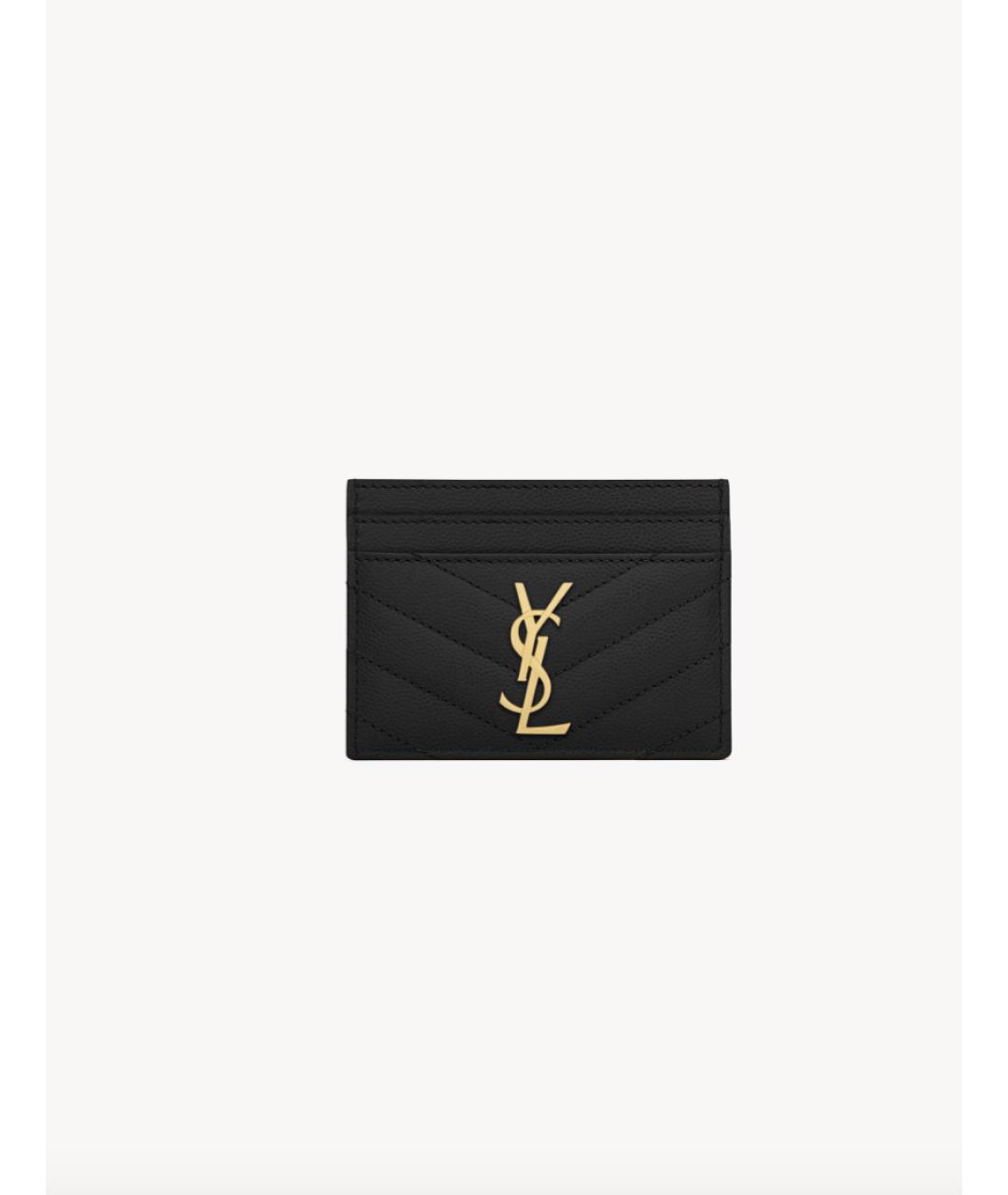 SAINT LAURENT Черный кожаный кардхолдер, фото 3