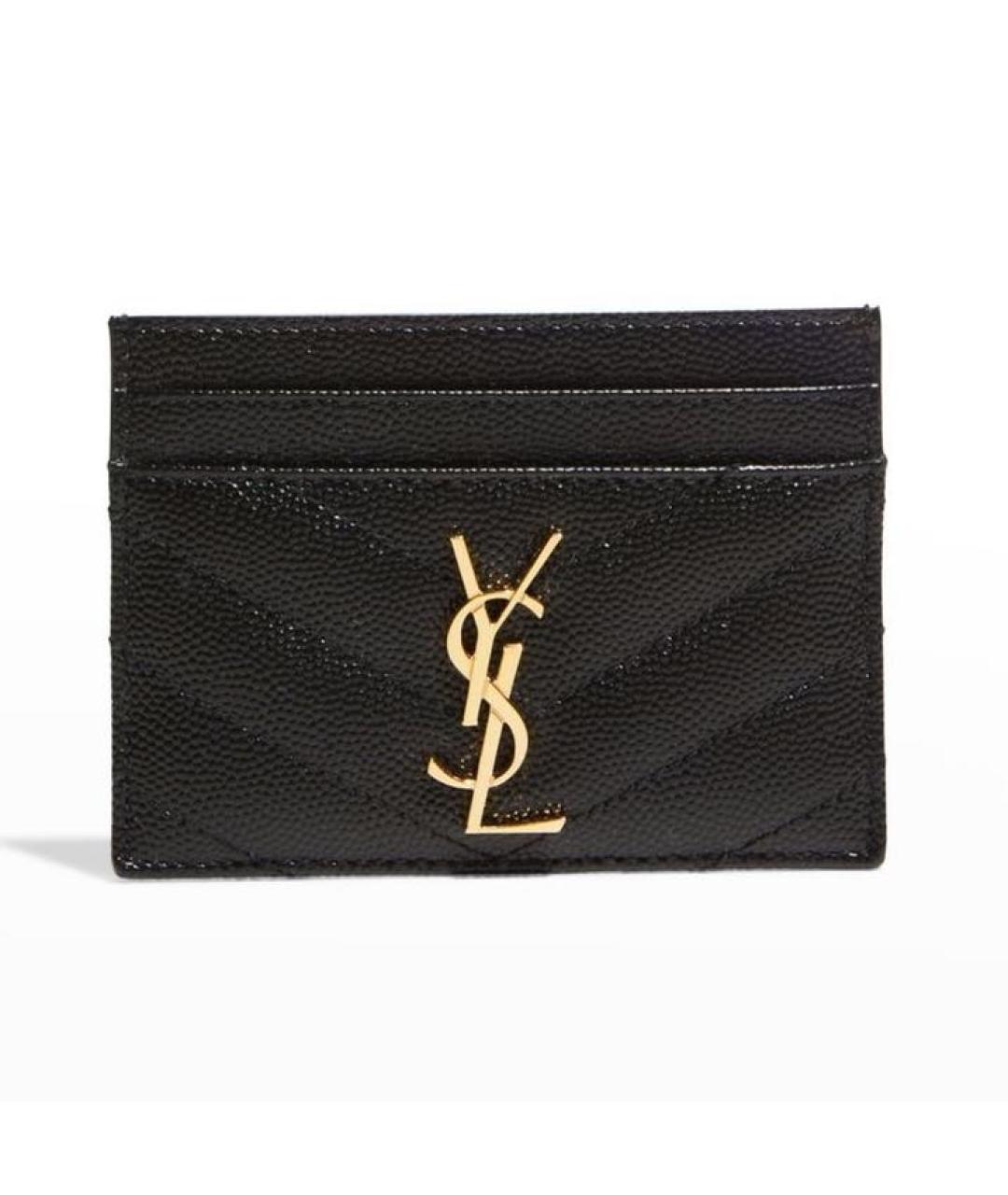 SAINT LAURENT Черный кожаный кардхолдер, фото 7