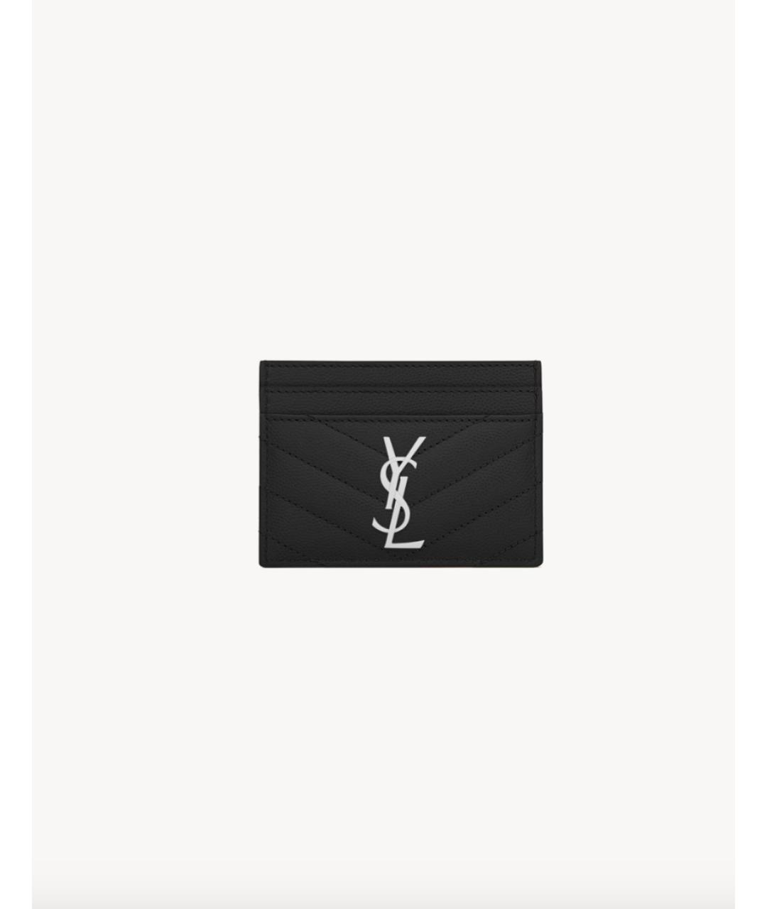 SAINT LAURENT Черный кожаный кардхолдер, фото 3