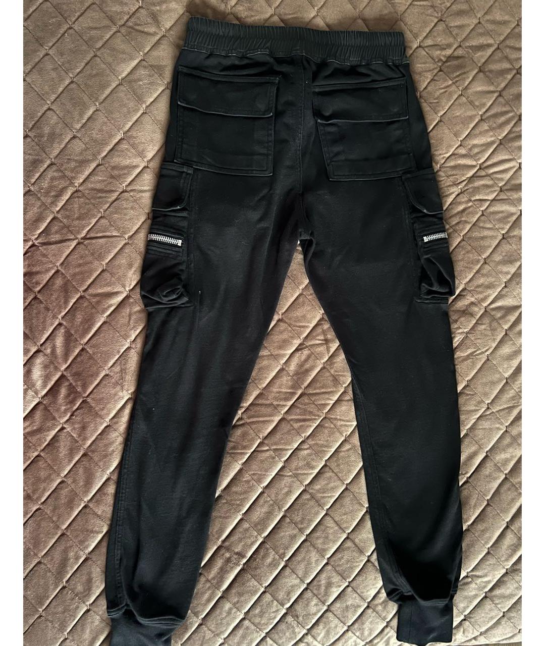 RICK OWENS Черные хлопковые повседневные брюки, фото 5