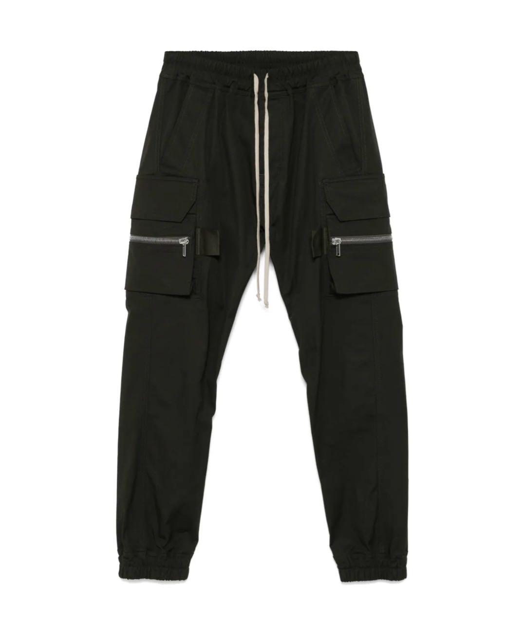 RICK OWENS Черные хлопковые повседневные брюки, фото 1