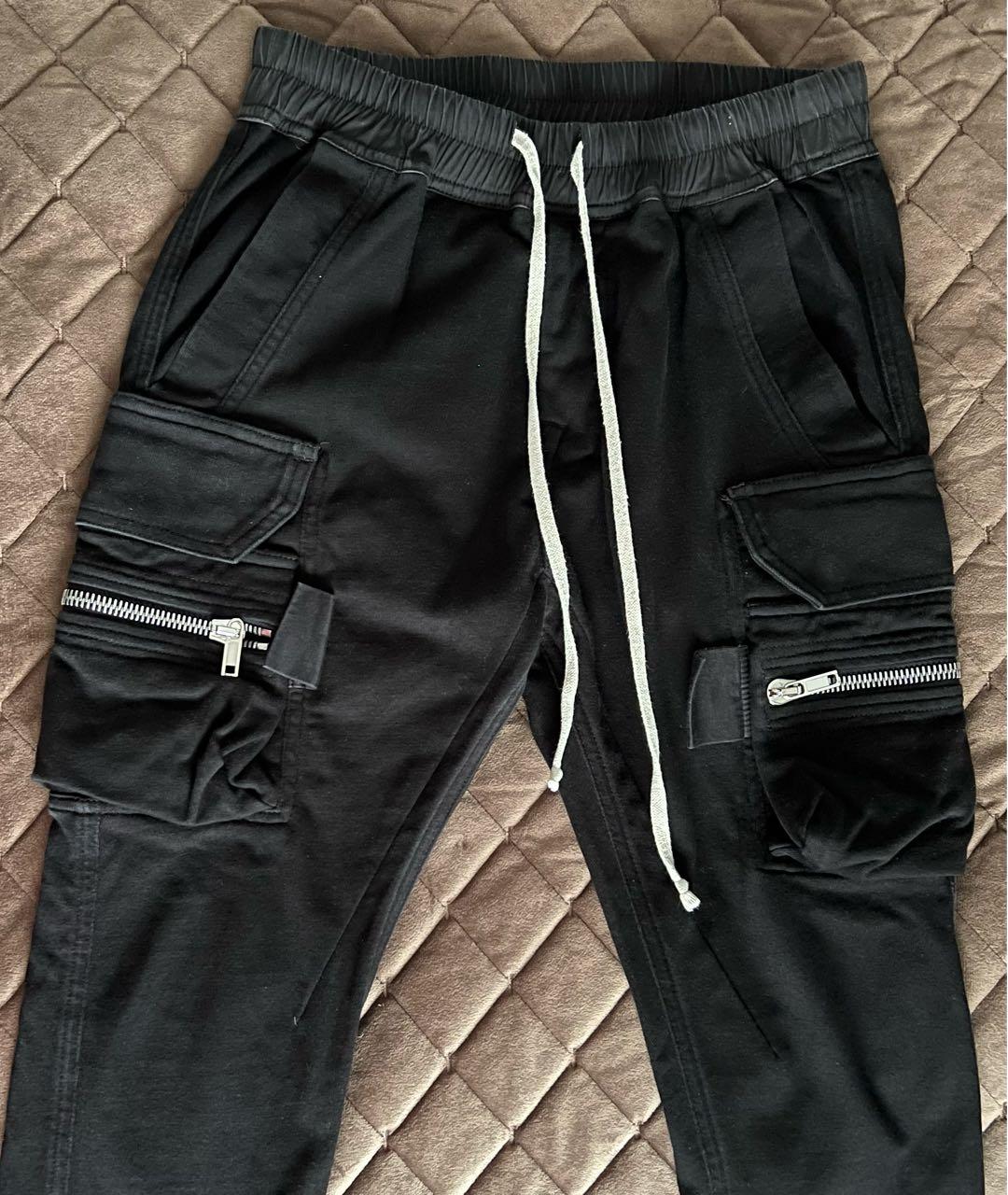RICK OWENS Черные хлопковые повседневные брюки, фото 3