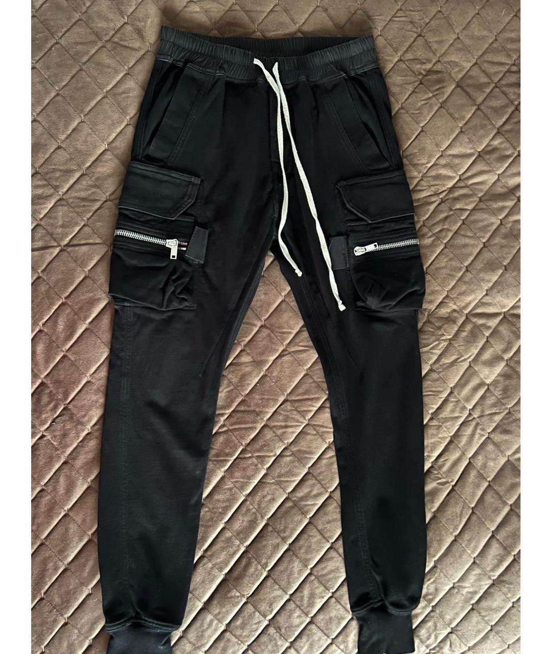RICK OWENS Черные хлопковые повседневные брюки, фото 4