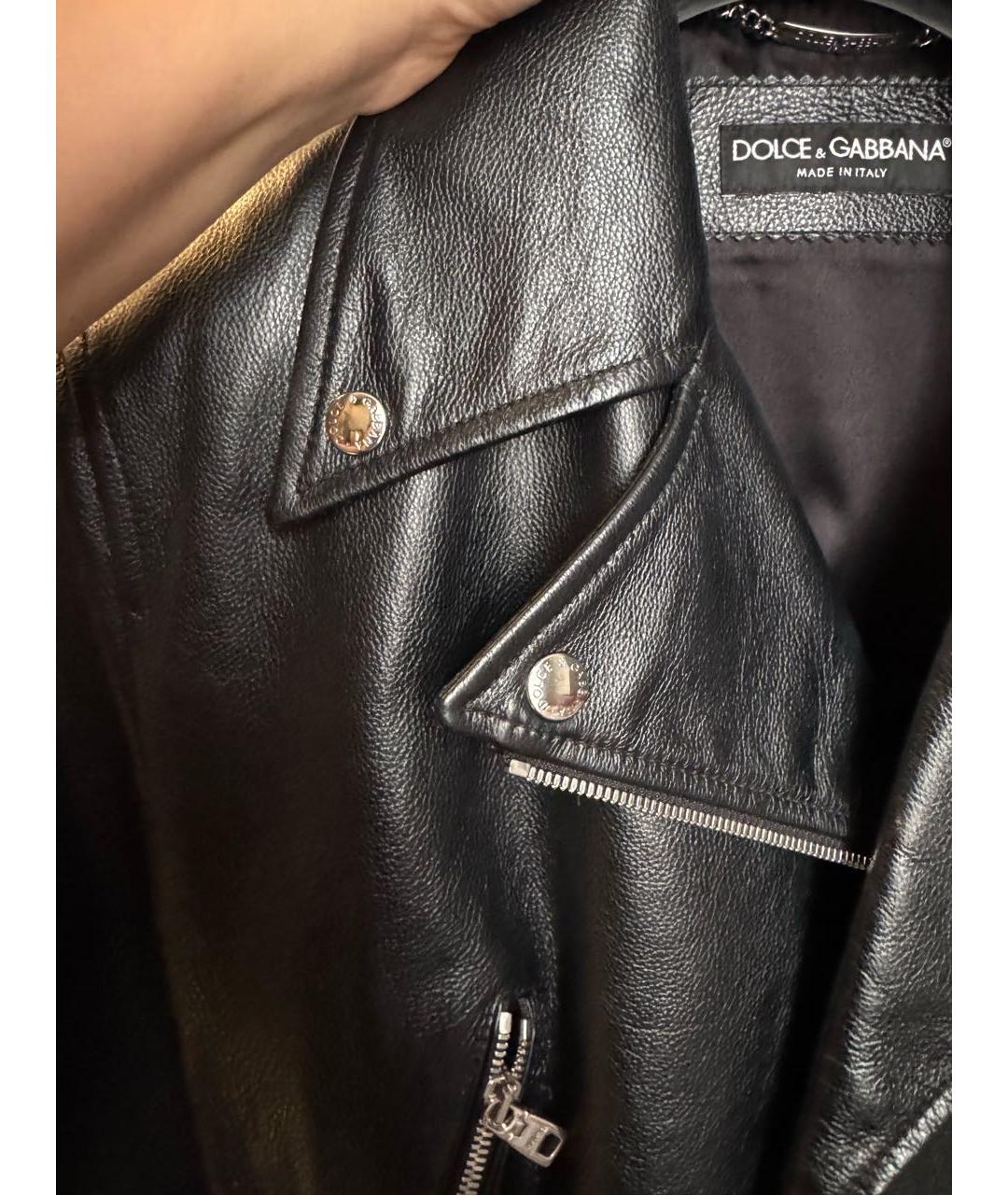 DOLCE&GABBANA Черная кожаная куртка, фото 3