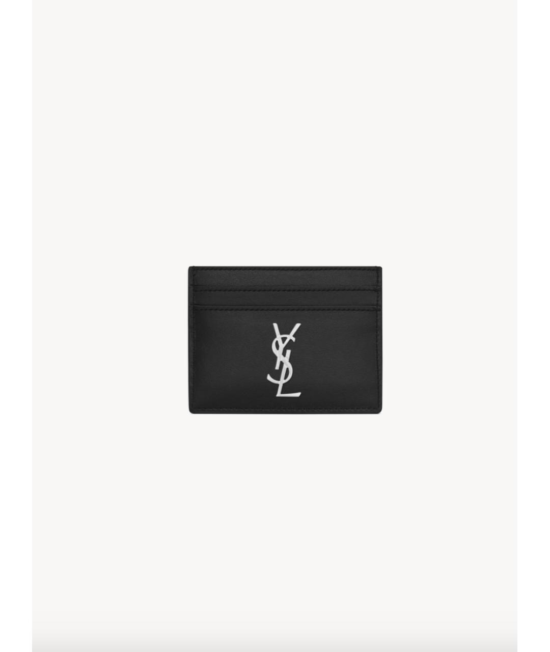 SAINT LAURENT Черный кожаный кардхолдер, фото 3