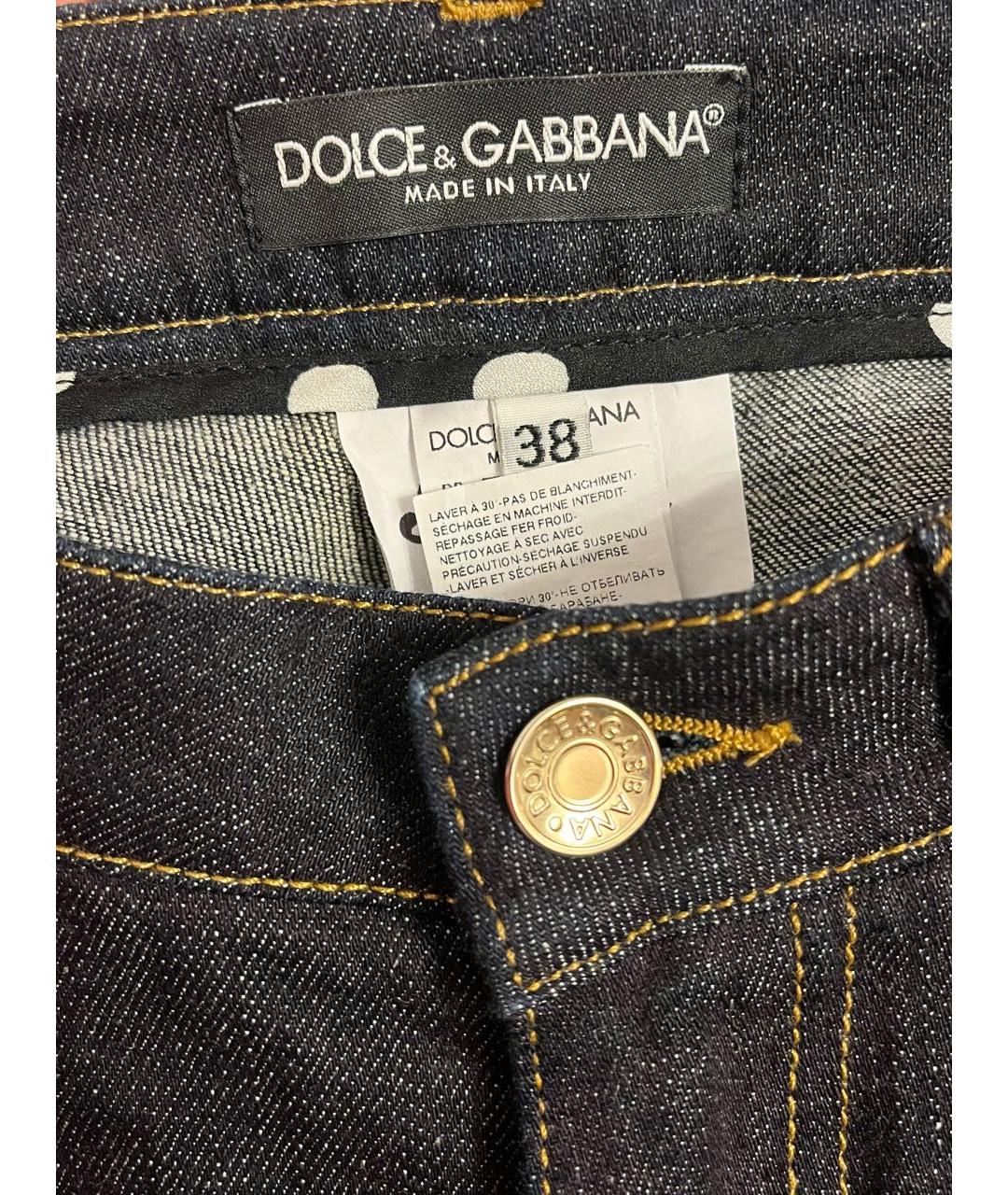 DOLCE&GABBANA Темно-синие хлопко-эластановые джинсы слим, фото 3