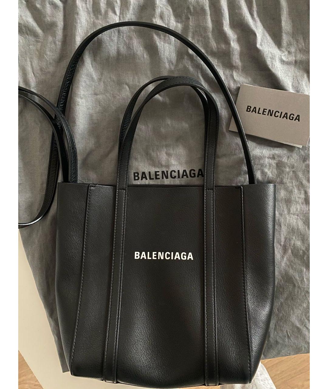 BALENCIAGA Черная кожаная сумка тоут, фото 5