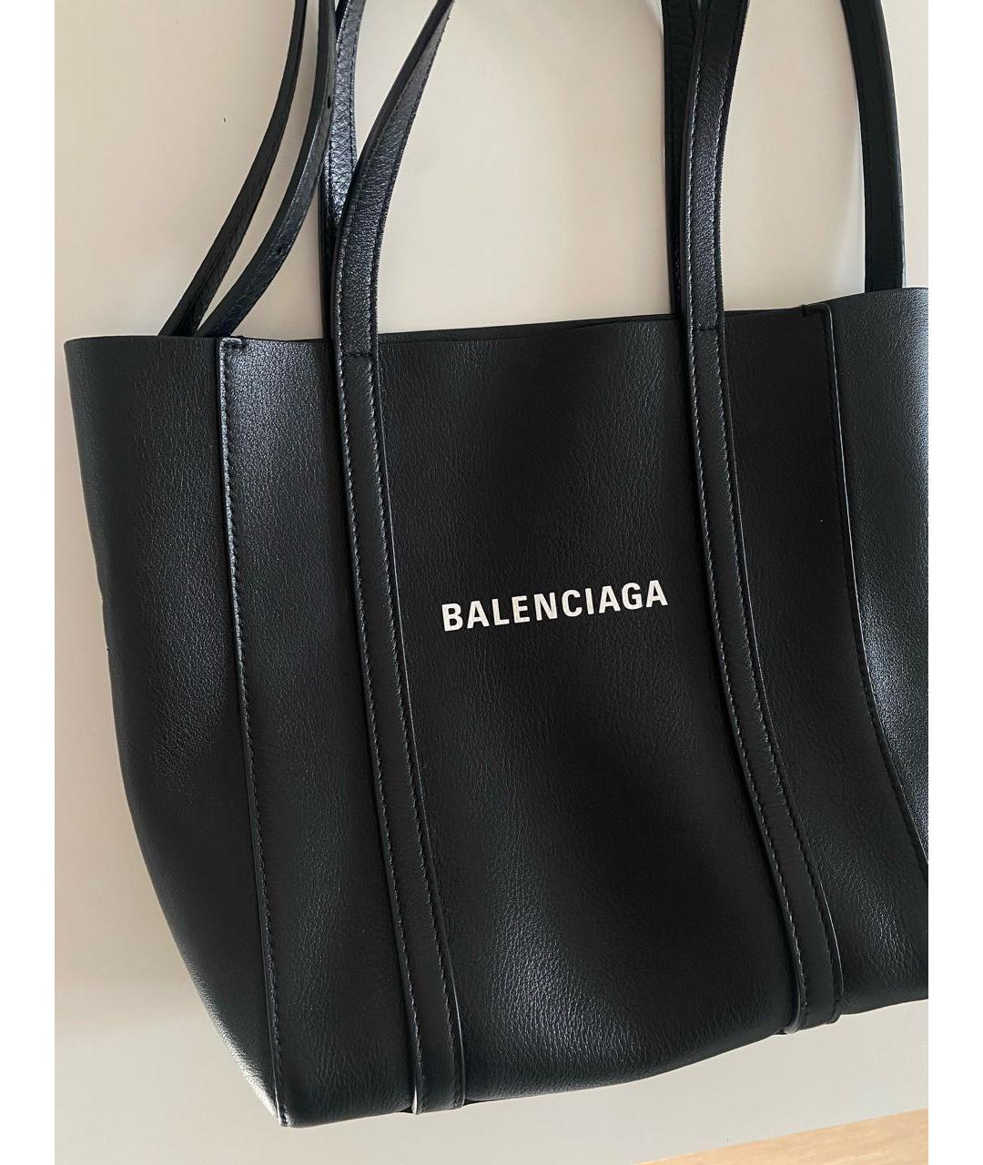 BALENCIAGA Черная кожаная сумка тоут, фото 2