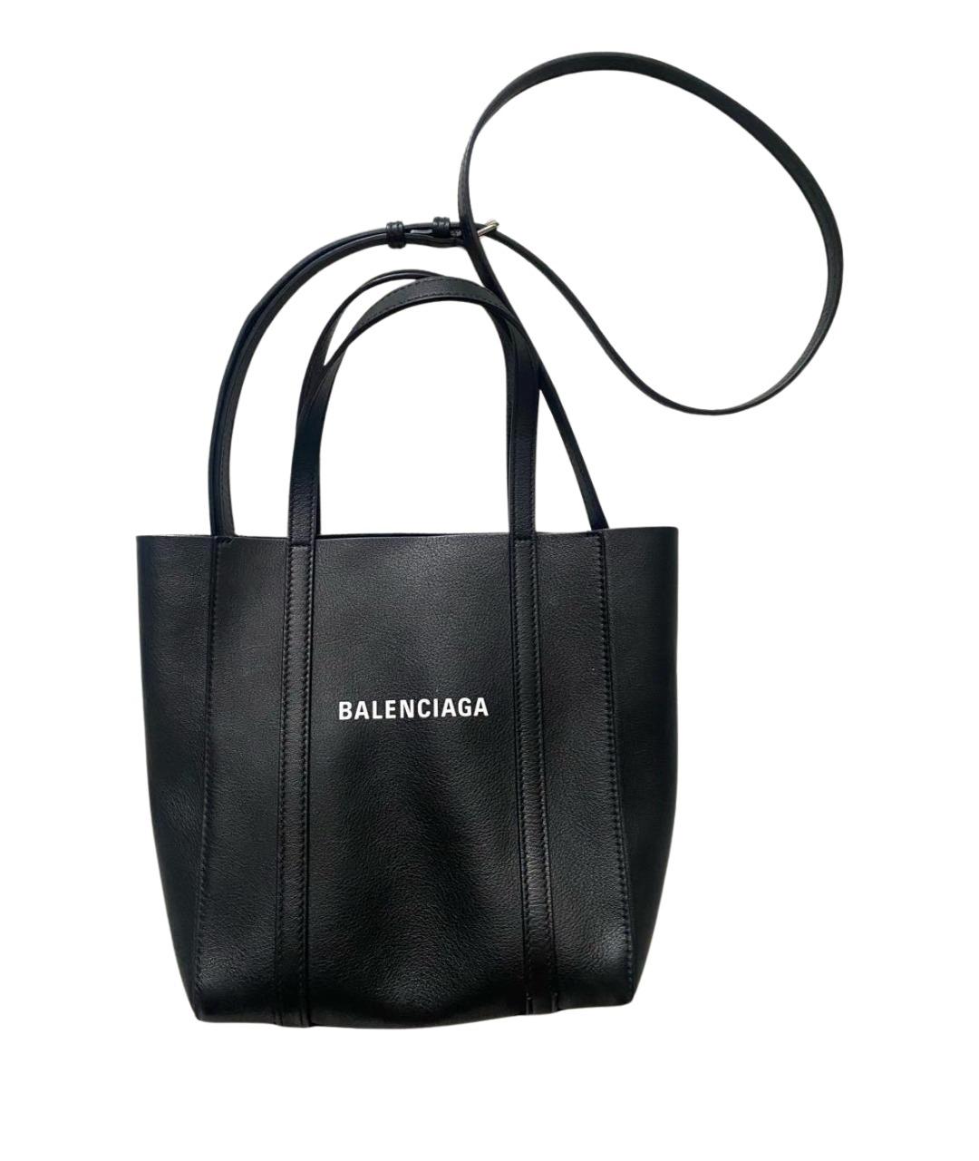 BALENCIAGA Черная кожаная сумка тоут, фото 1