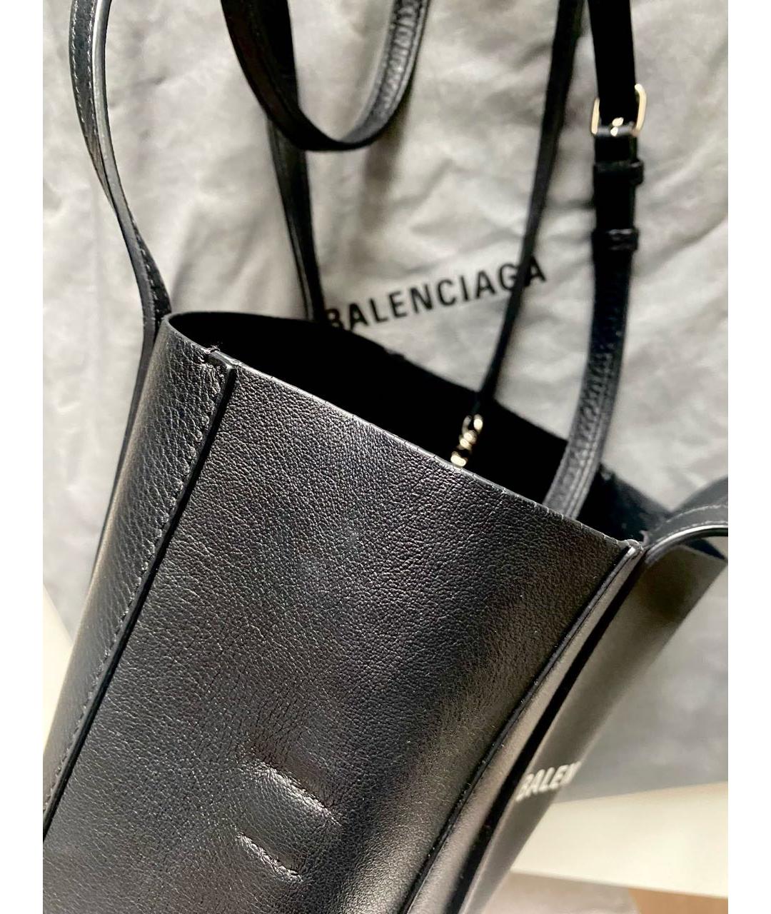 BALENCIAGA Черная кожаная сумка тоут, фото 4