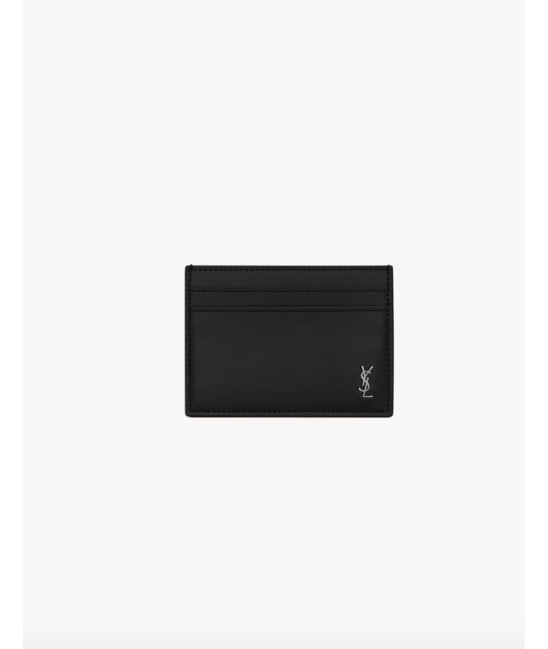 SAINT LAURENT Черный кожаный кардхолдер, фото 3