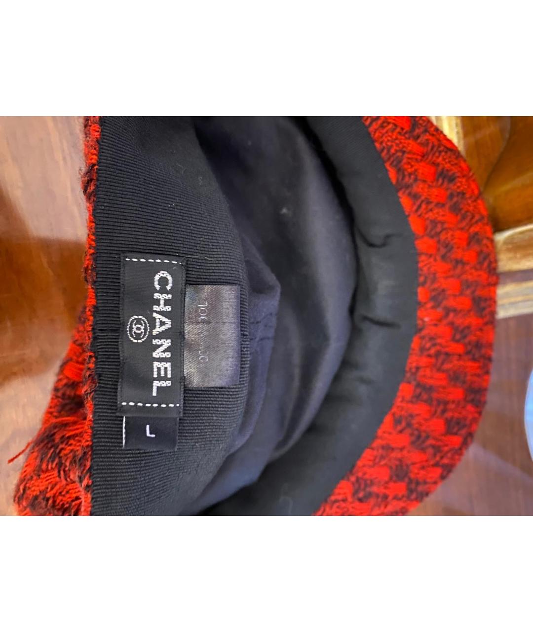 CHANEL Красная шерстяная кепка, фото 4