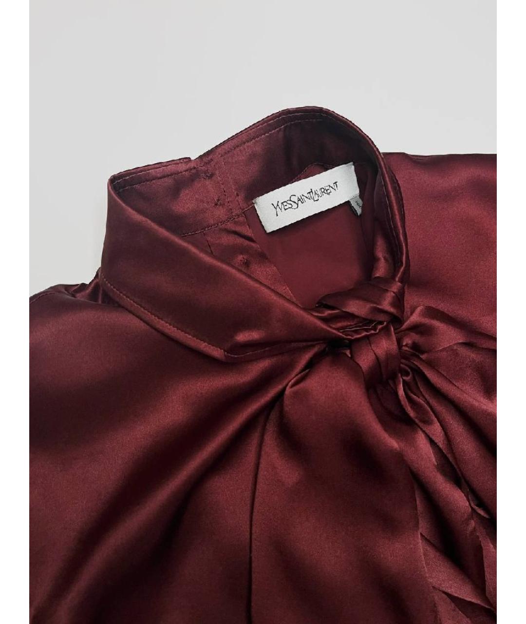 SAINT LAURENT Бордовая шелковая блузы, фото 4