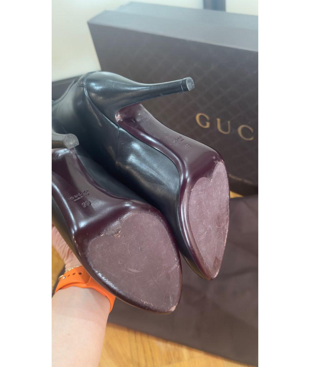 GUCCI Черные кожаные сапоги, фото 8
