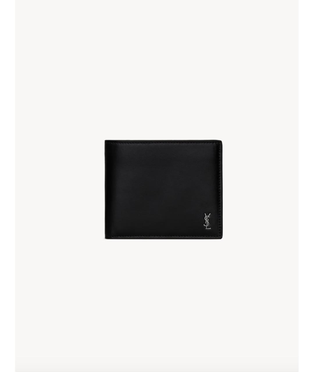 SAINT LAURENT Черный кожаный кошелек, фото 4