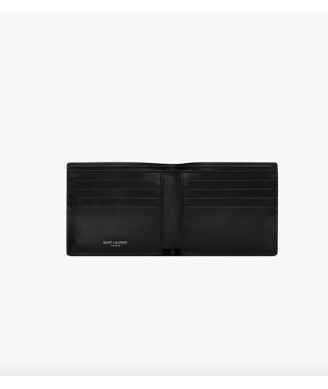 SAINT LAURENT Черный кожаный кошелек, фото 3