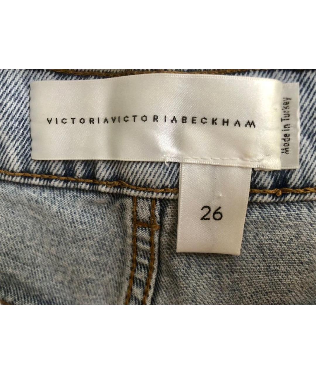 VICTORIA BECKHAM Голубые хлопковые прямые джинсы, фото 3