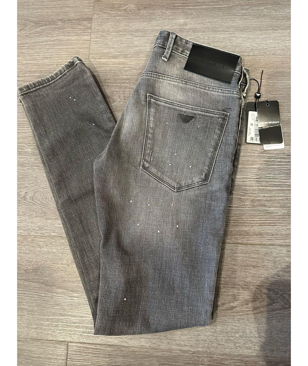 EMPORIO ARMANI Серые хлопко-эластановые джинсы скинни, фото 3