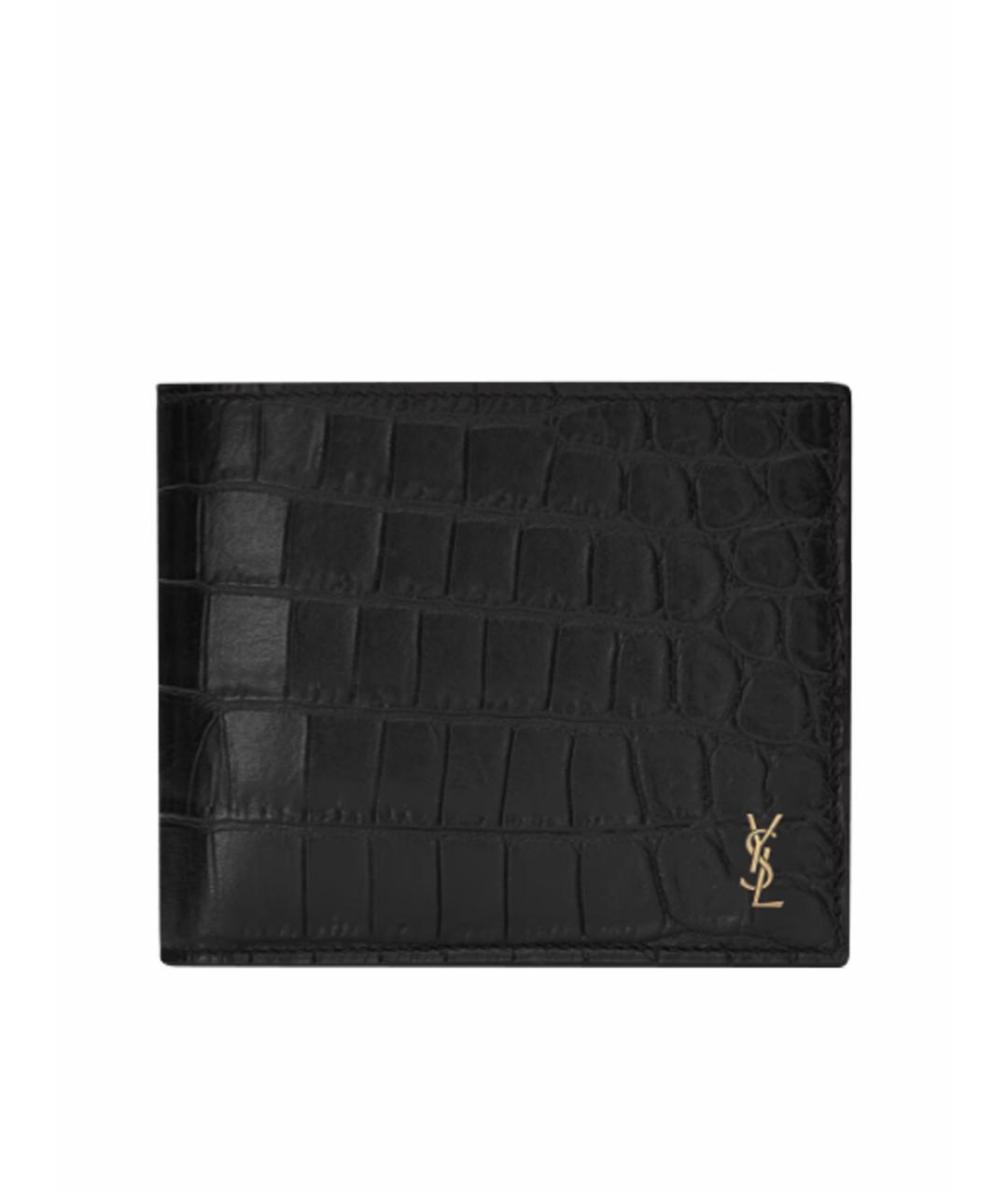 SAINT LAURENT Черный кошелек из экзотической кожи, фото 1
