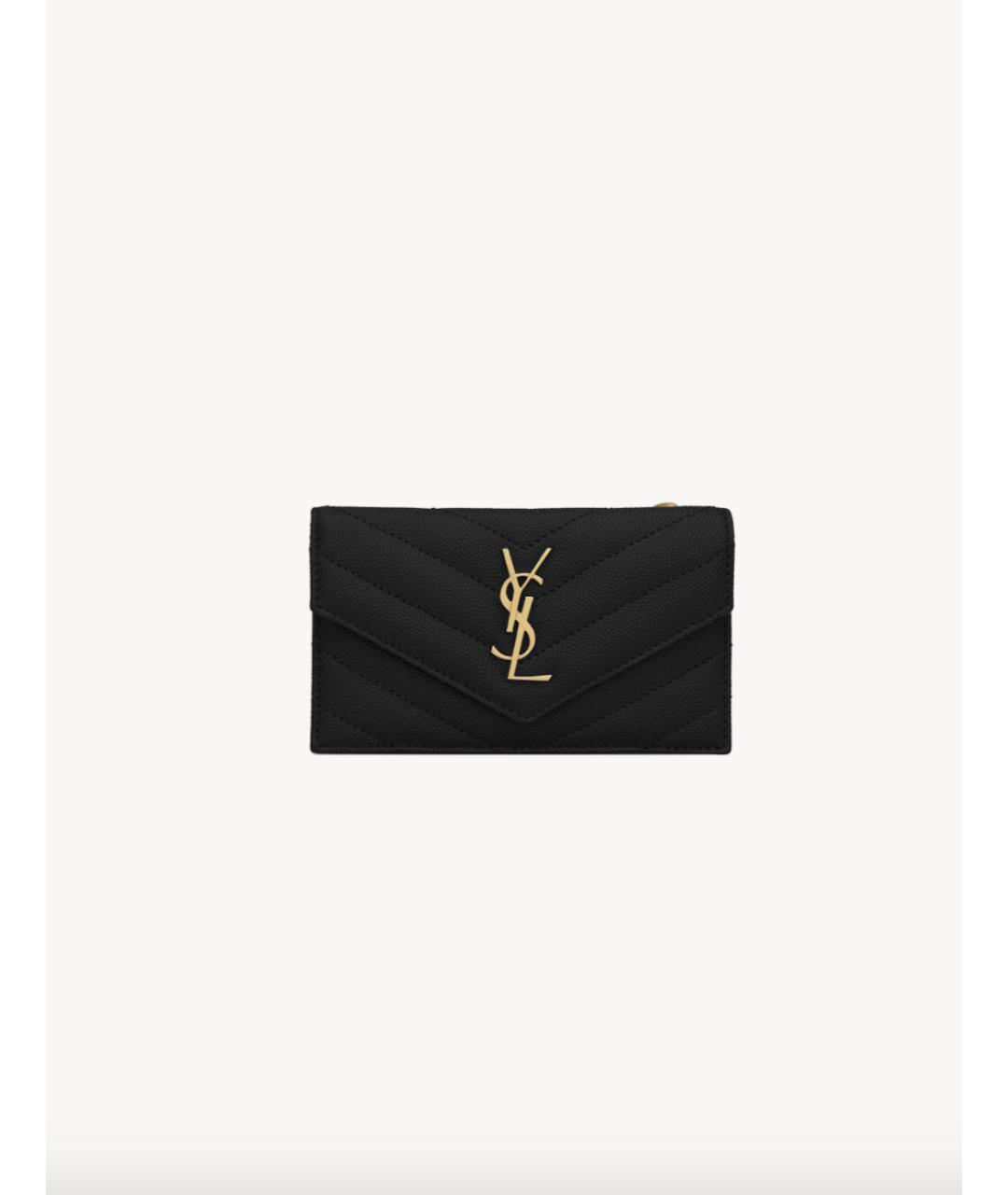 SAINT LAURENT Черный кожаный кошелек, фото 5