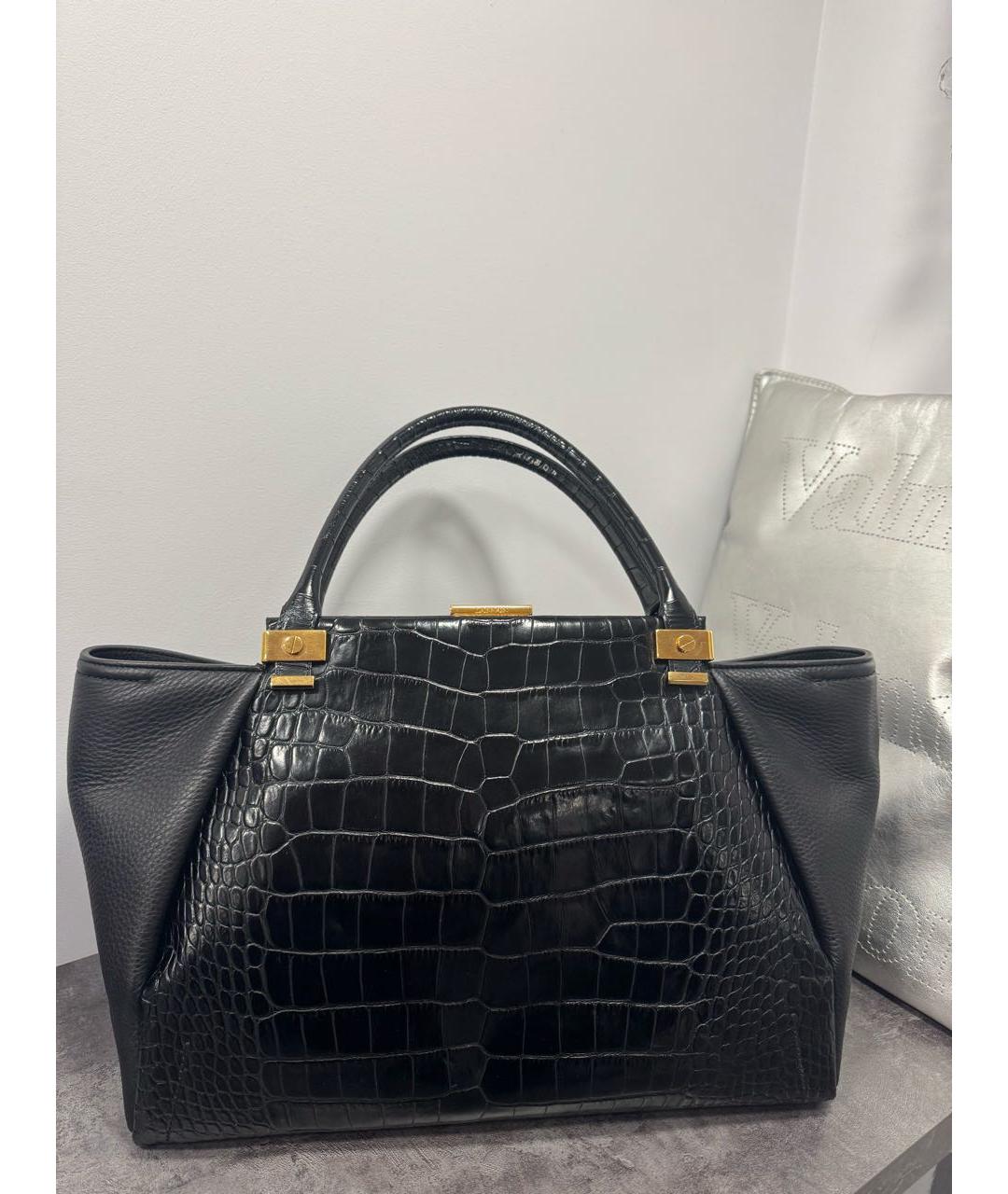 LANVIN Черная кожаная сумка с короткими ручками, фото 5