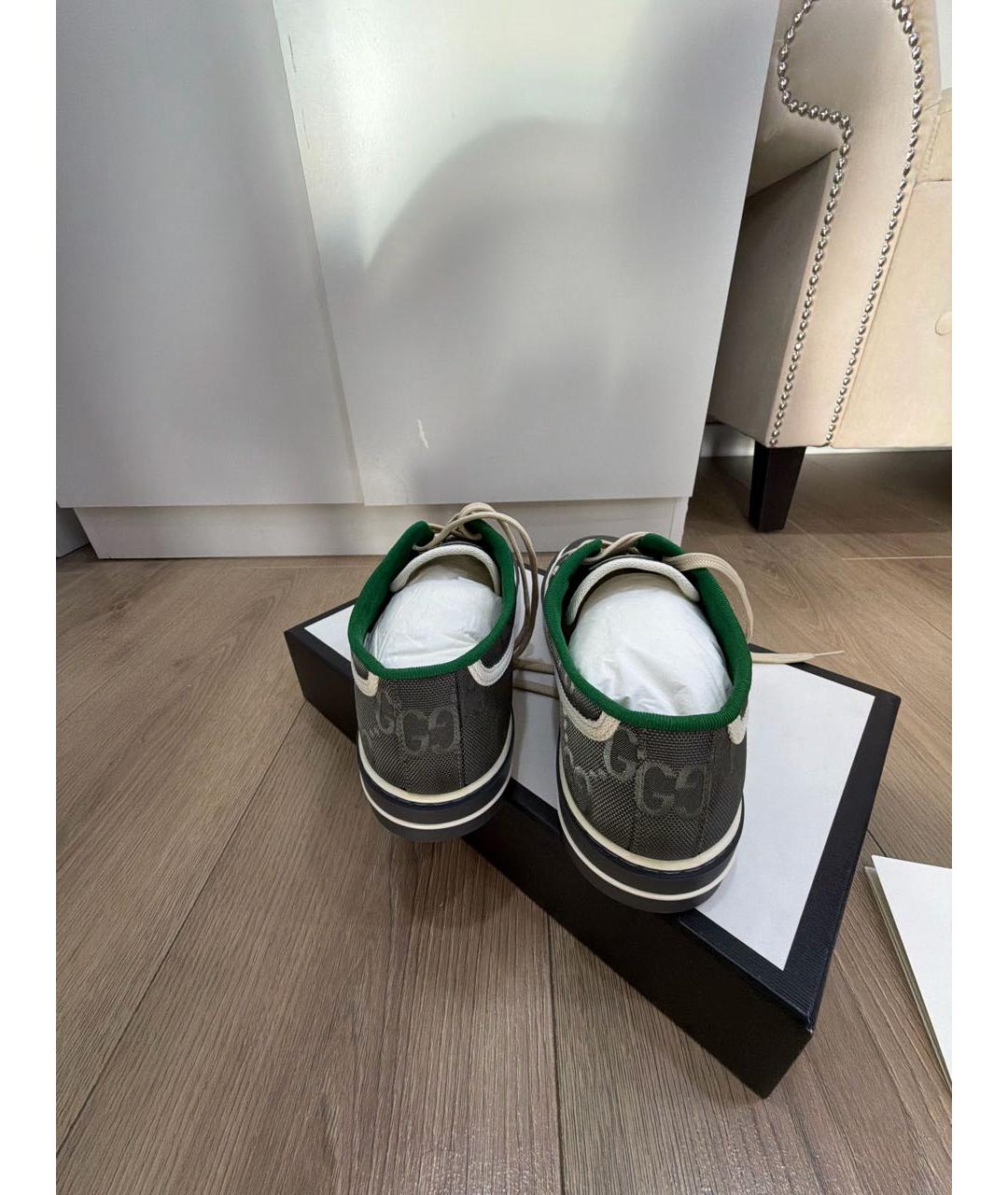 GUCCI Темно-синие текстильные низкие кроссовки / кеды, фото 4